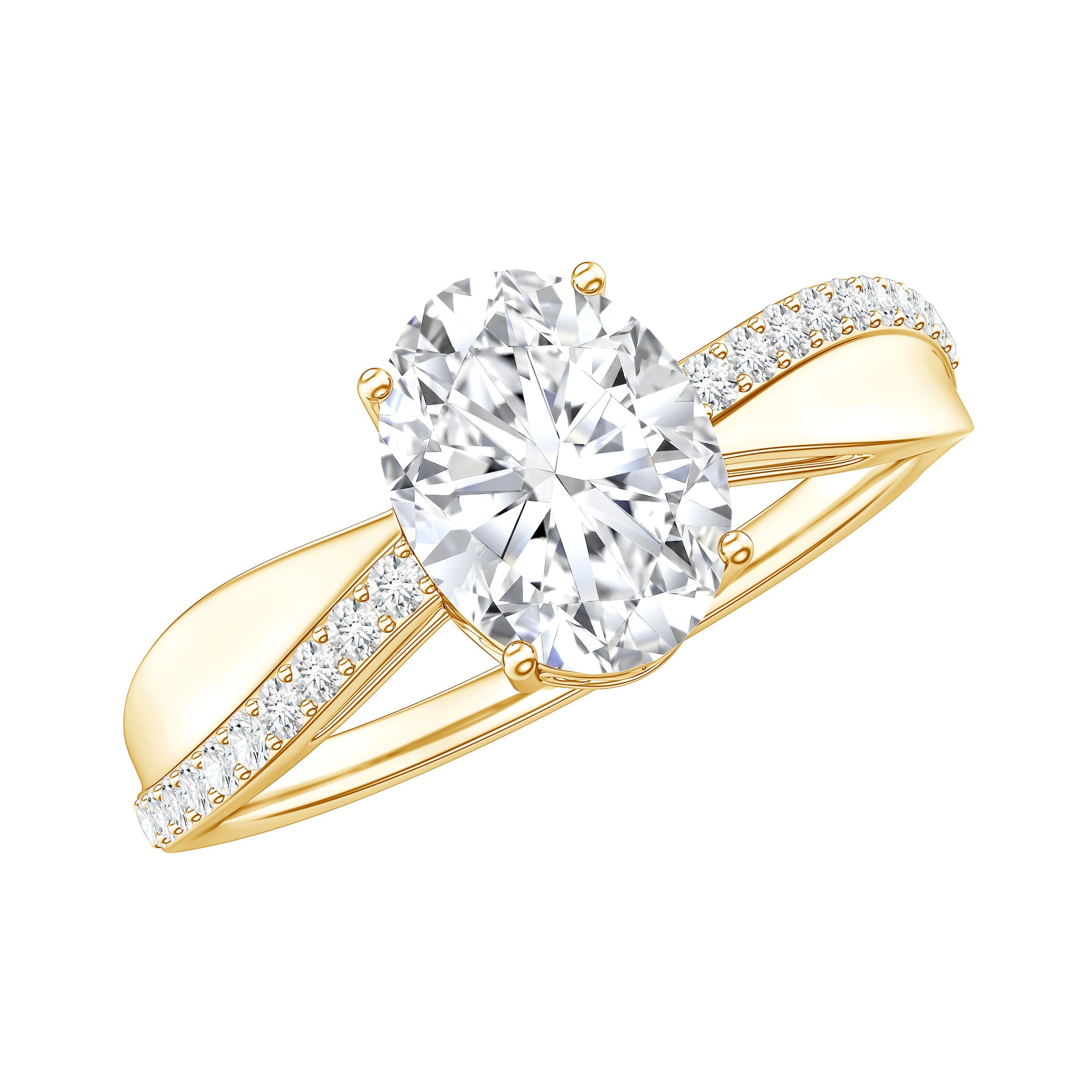 Classic Oval Shape Lab Grown Diamond Solitaire Engagement Ring Lab - ( EF-VS ) - Rosec Jewels