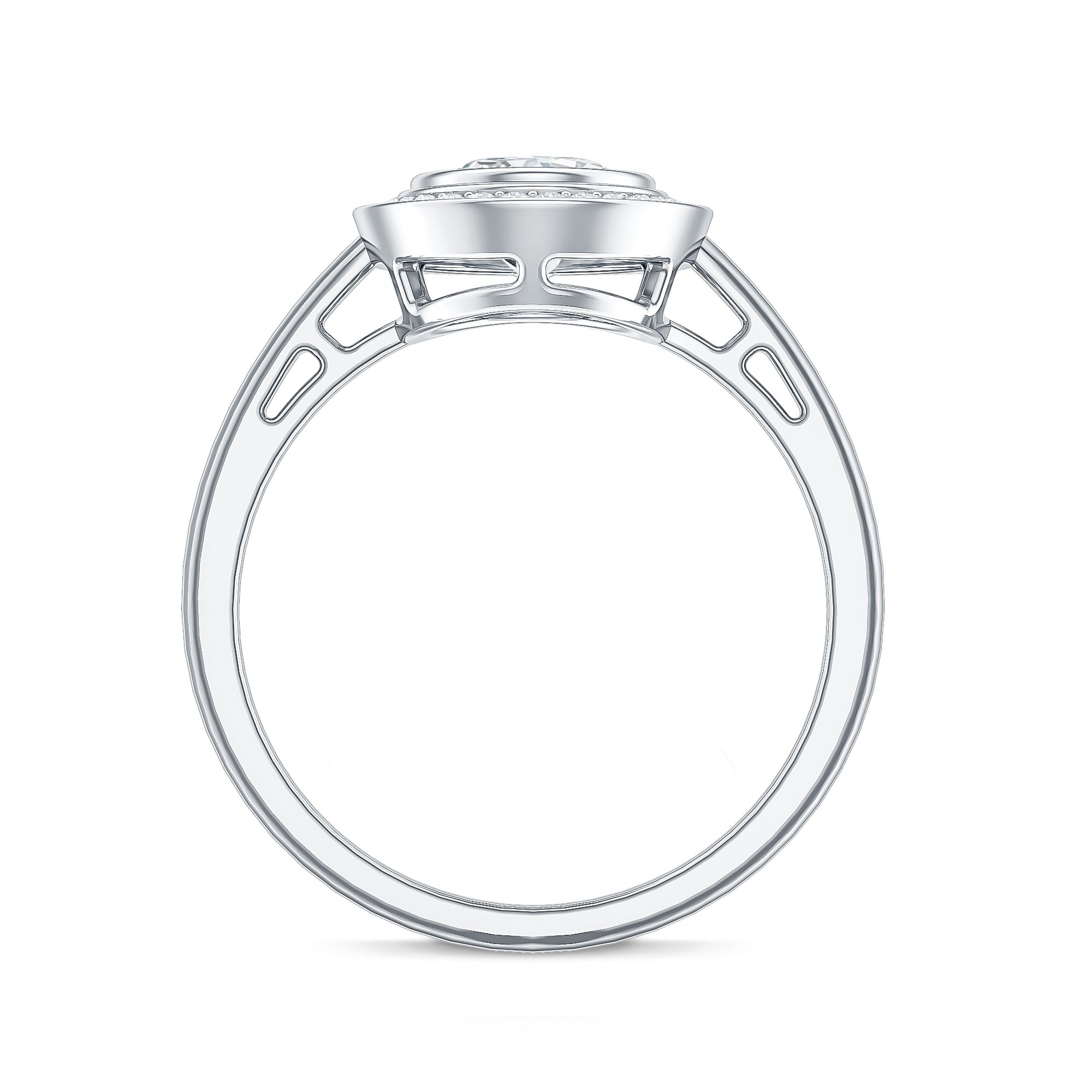 Classic Lab Grown Diamond Engagement Ring with Halo Lab - ( EF-VS ) - Rosec Jewels