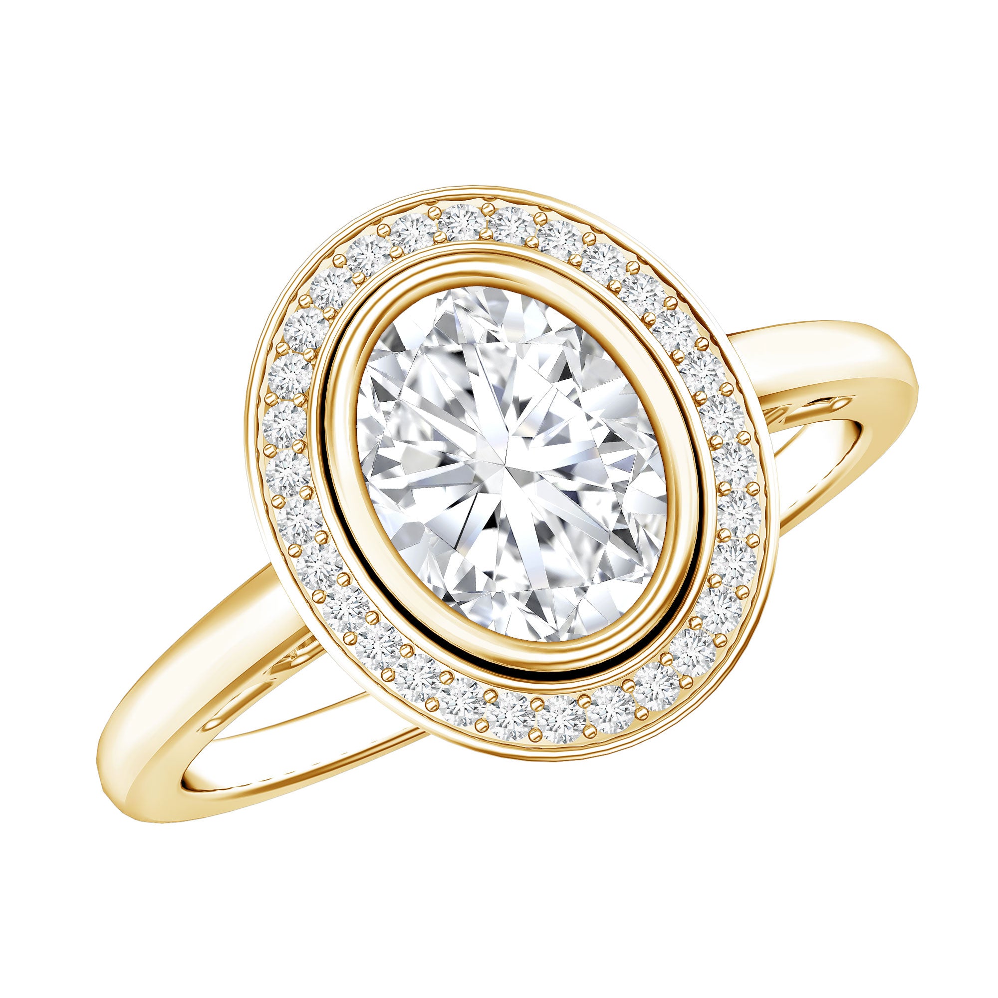Classic Lab Grown Diamond Engagement Ring with Halo Lab - ( EF-VS ) - Rosec Jewels