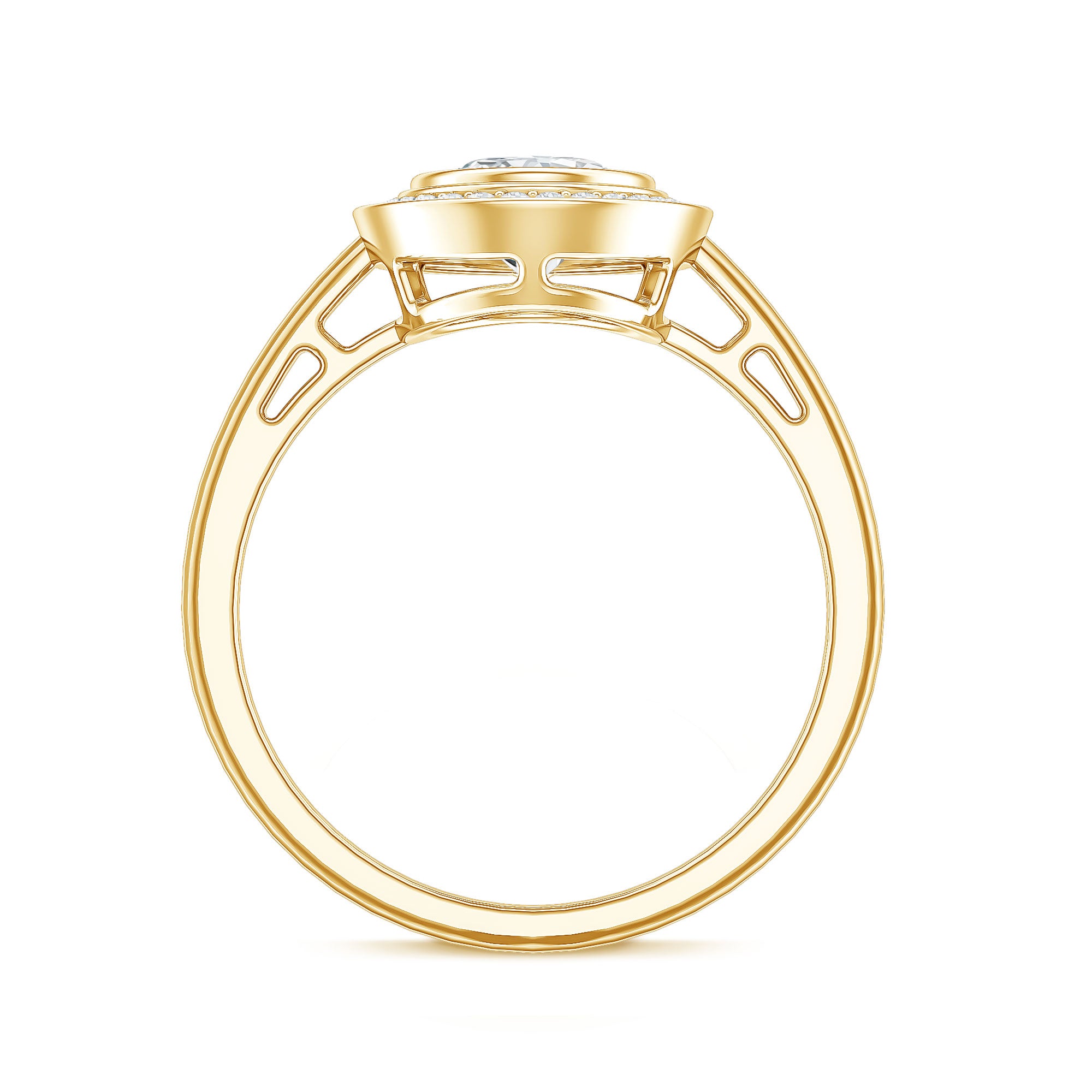 Classic Lab Grown Diamond Engagement Ring with Halo Lab - ( EF-VS ) - Rosec Jewels