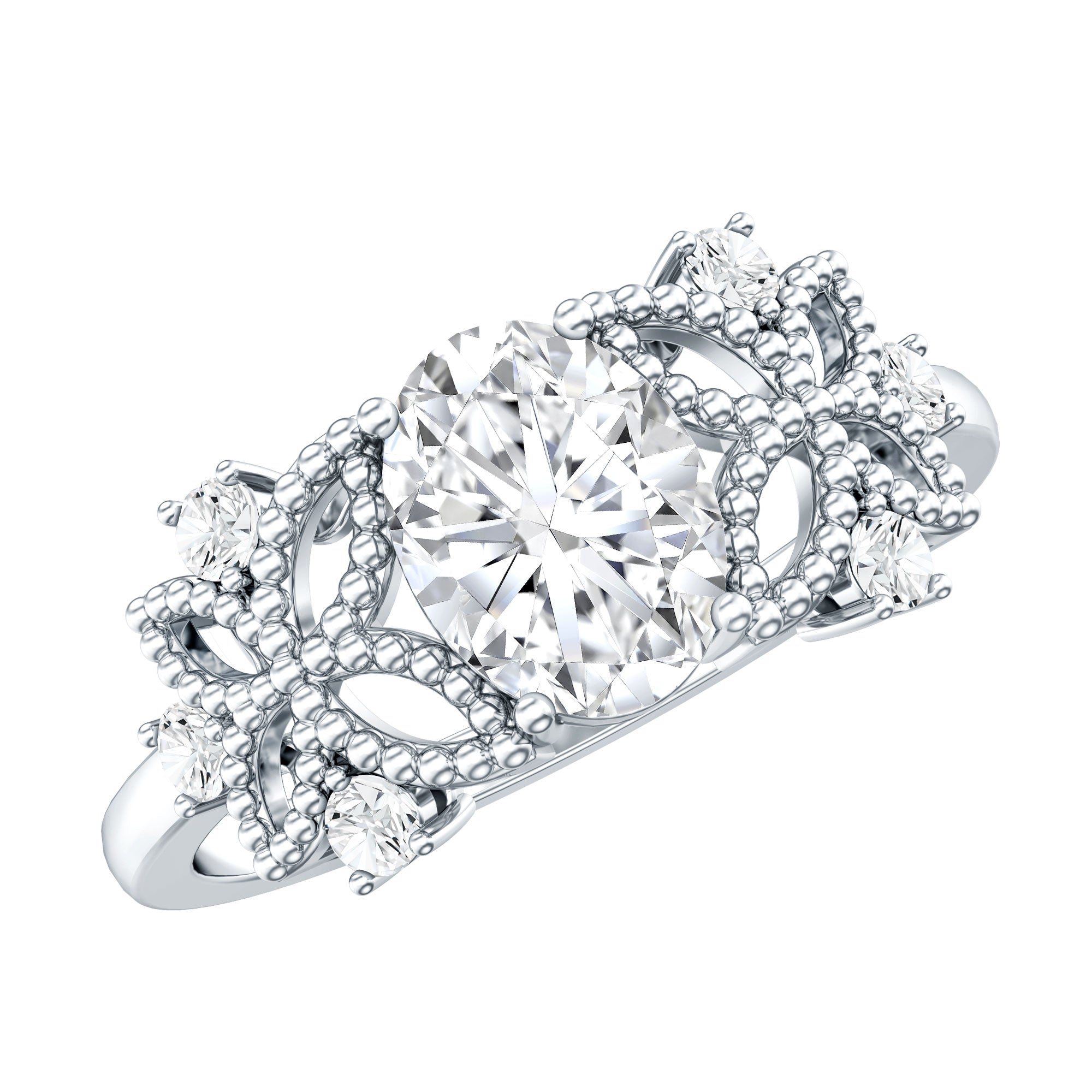 Nature Inspired Lab Grown Diamond Solitaire Engagement Ring Lab - ( EF-VS ) - Rosec Jewels