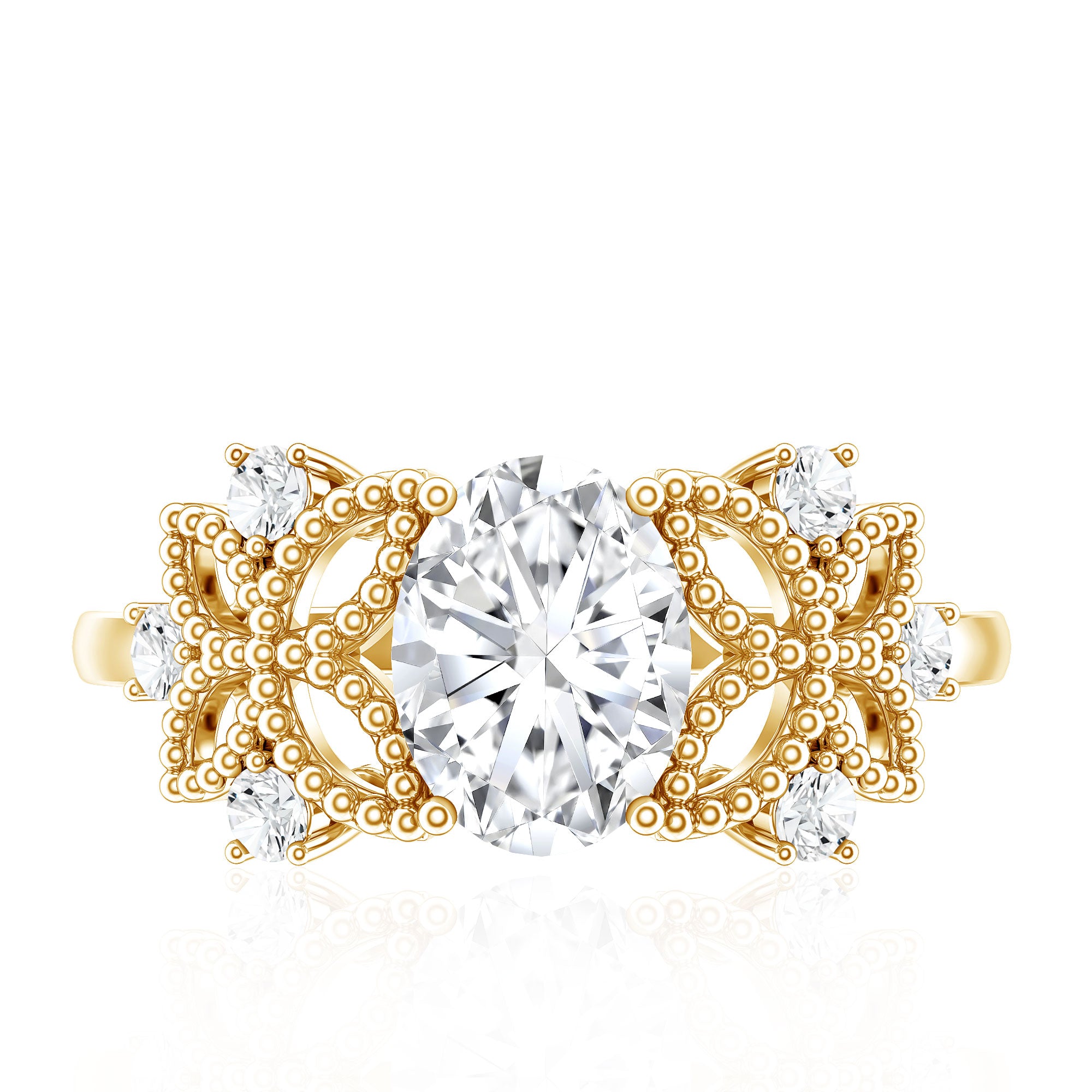 Nature Inspired Lab Grown Diamond Solitaire Engagement Ring Lab - ( EF-VS ) - Rosec Jewels