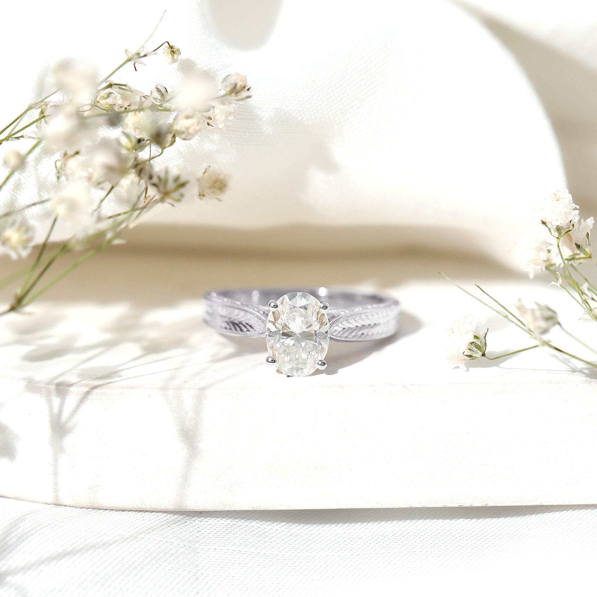 Claw Set Oval Shape Lab Grown Diamond Solitaire Engagement Ring Lab - ( EF-VS ) - Rosec Jewels