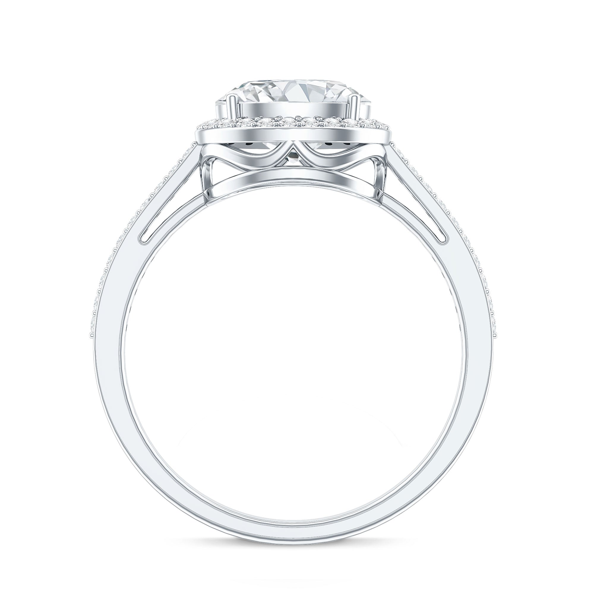 Oval Shape Lab Grown Diamond Engagement Ring with Halo Lab - ( EF-VS ) - Rosec Jewels