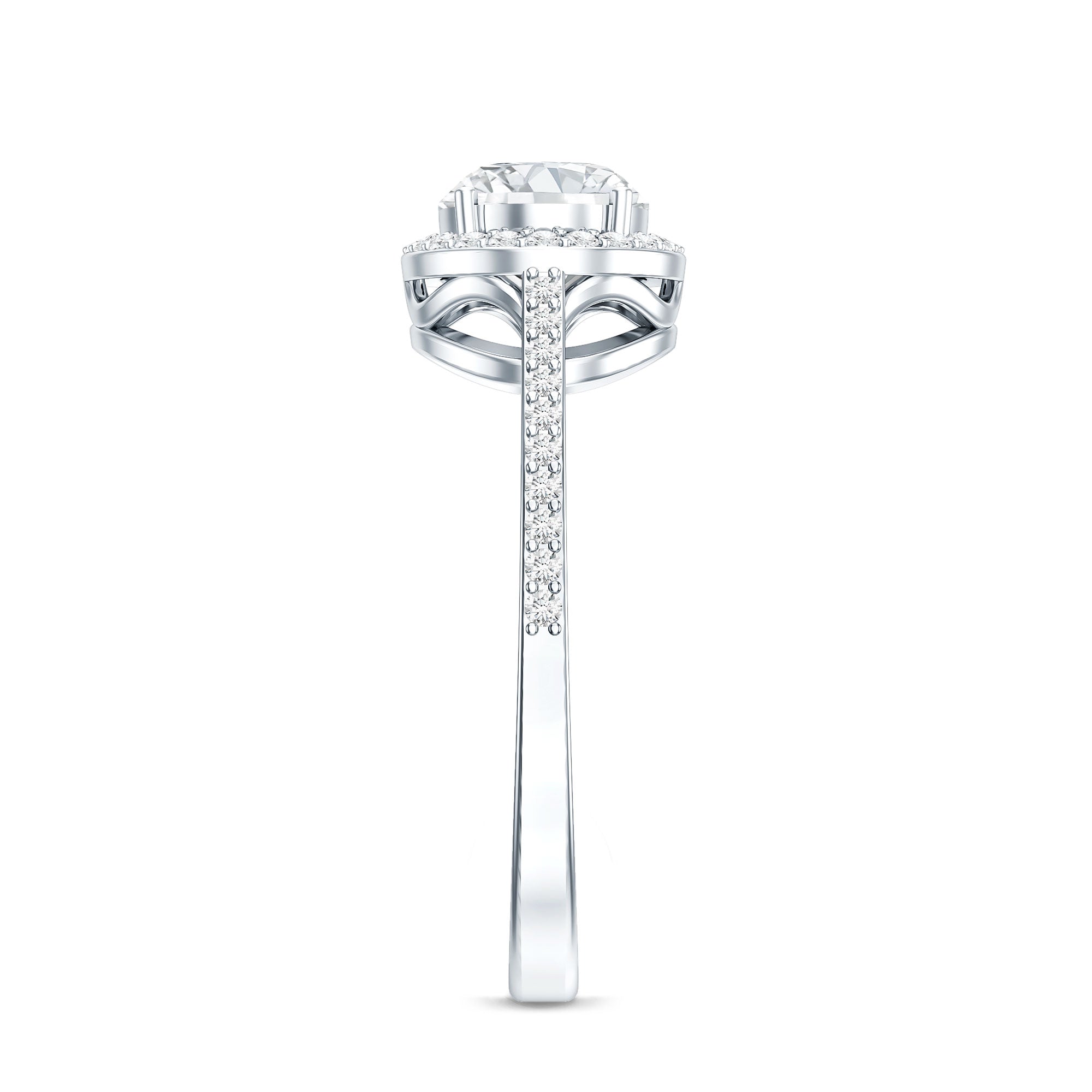 Oval Shape Lab Grown Diamond Engagement Ring with Halo Lab - ( EF-VS ) - Rosec Jewels