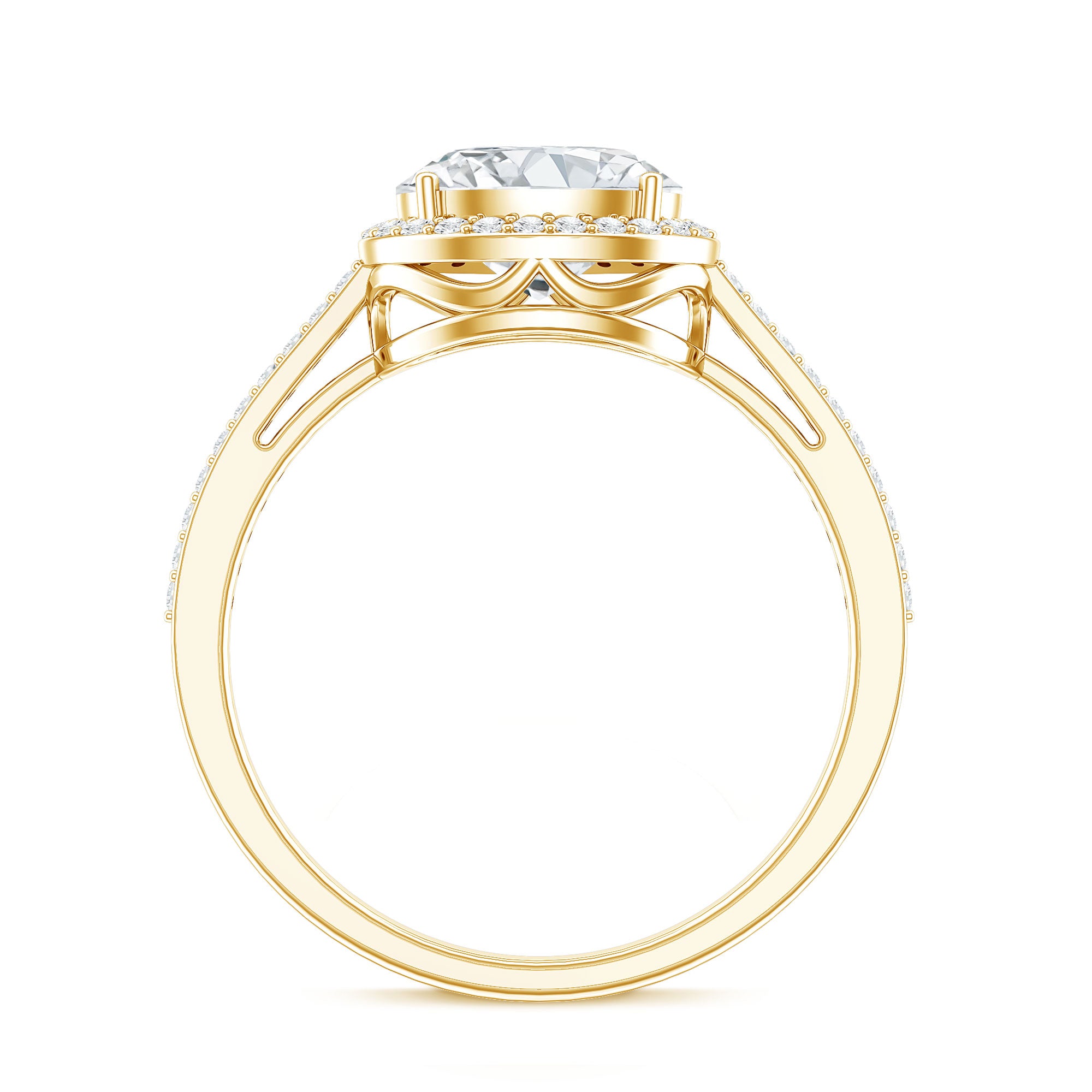 Oval Shape Lab Grown Diamond Engagement Ring with Halo Lab - ( EF-VS ) - Rosec Jewels