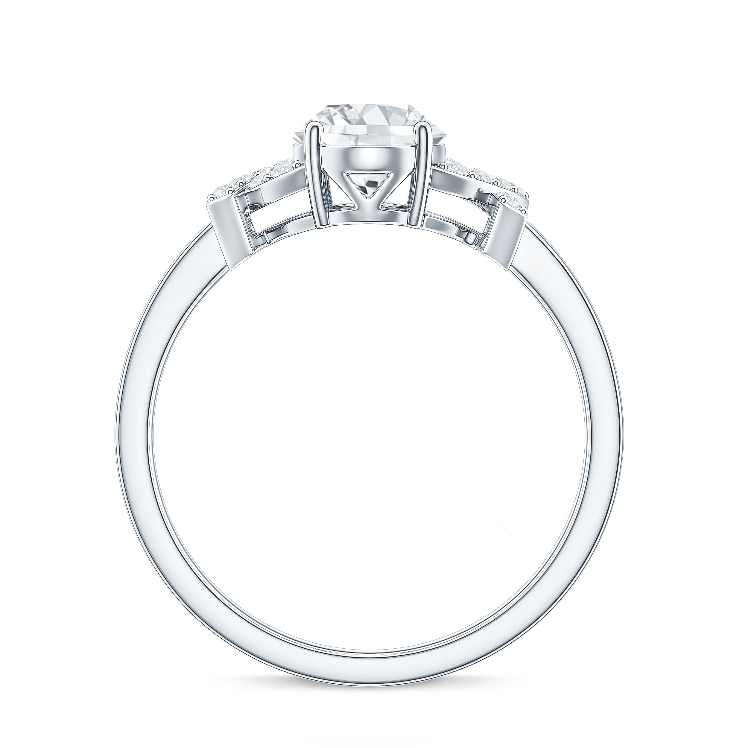 Oval Shape Lab Grown Diamond Solitaire Ring in Split Shank Lab - ( EF-VS ) - Rosec Jewels