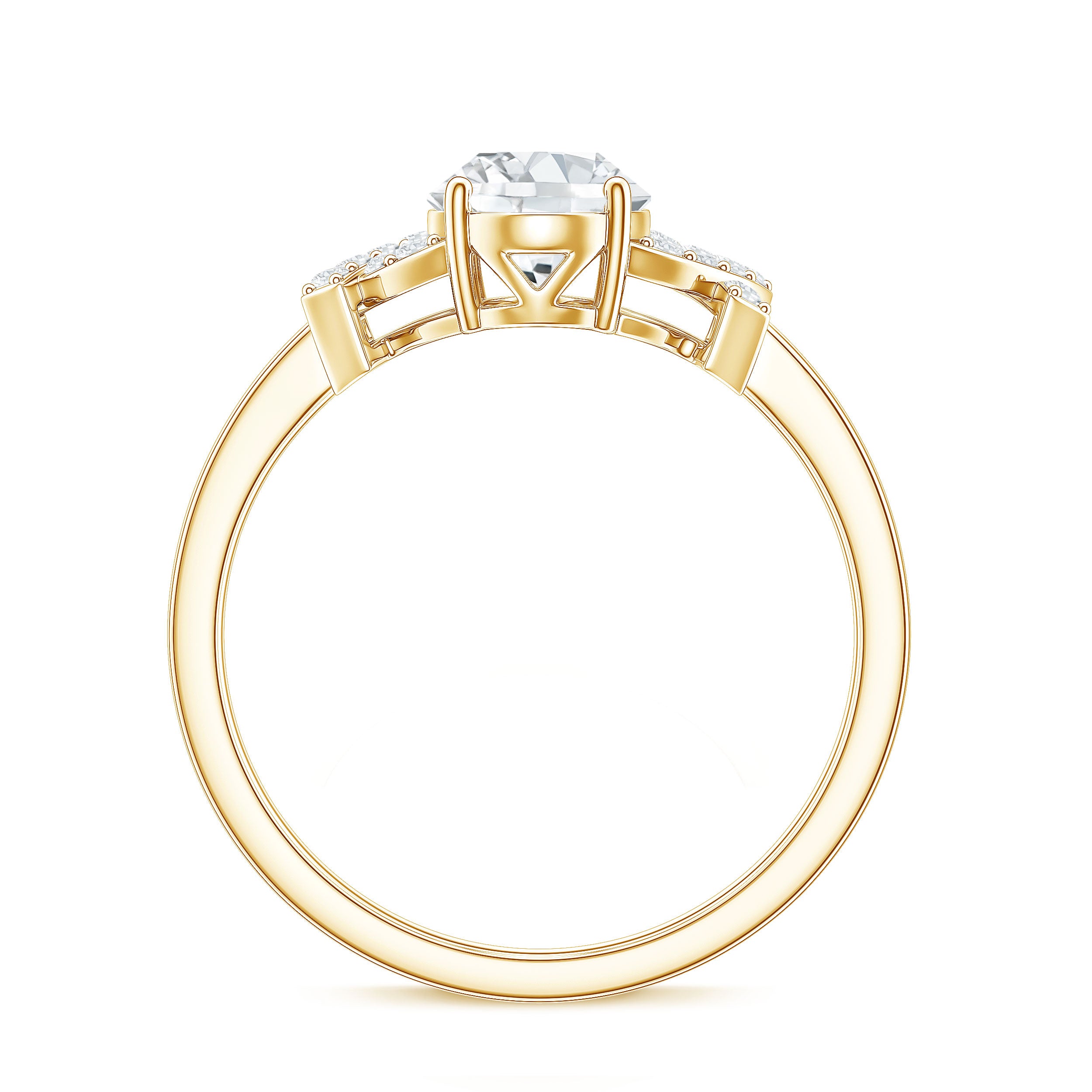 Oval Shape Lab Grown Diamond Solitaire Ring in Split Shank Lab - ( EF-VS ) - Rosec Jewels