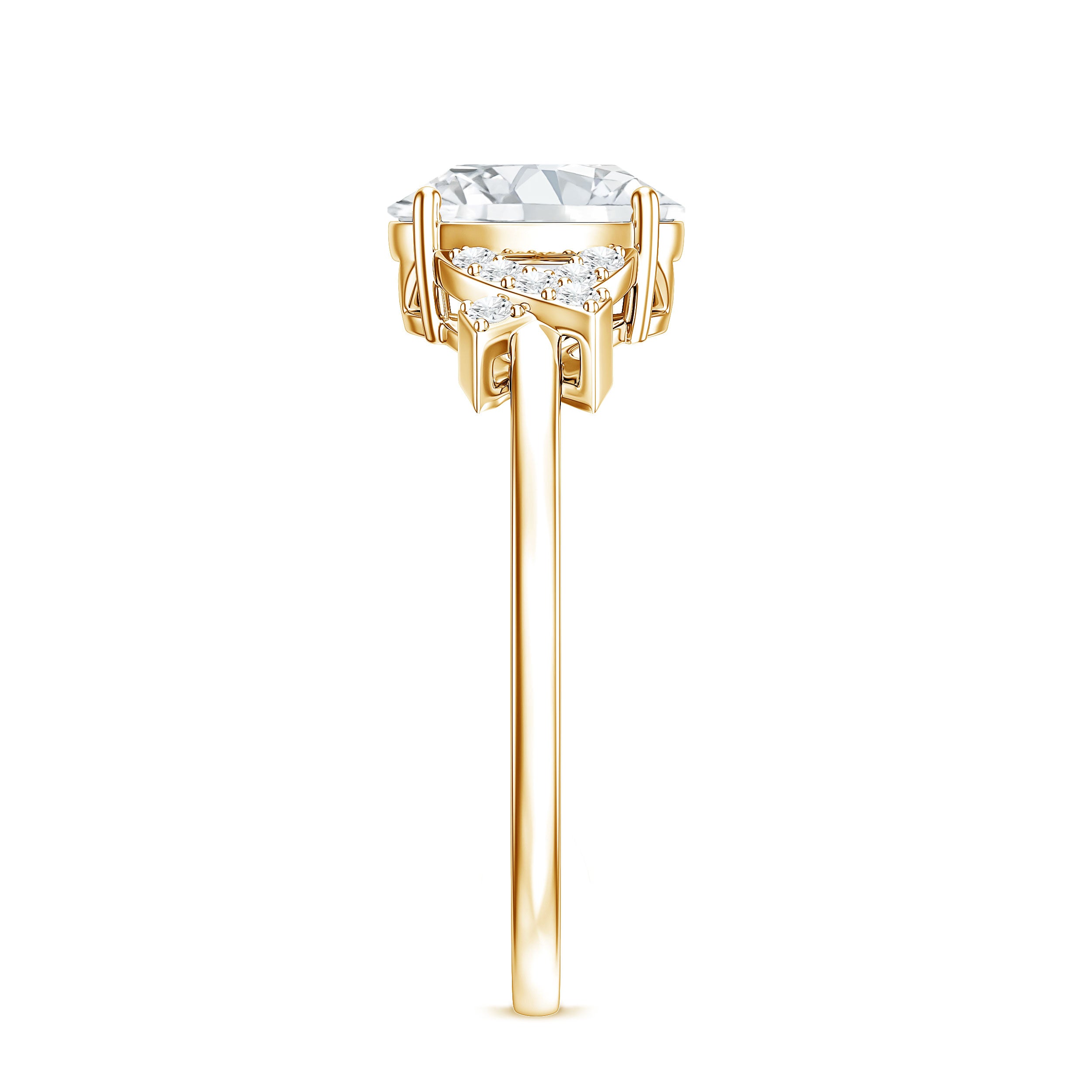 Oval Shape Lab Grown Diamond Solitaire Ring in Split Shank Lab - ( EF-VS ) - Rosec Jewels