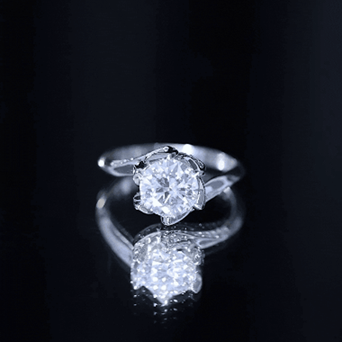 2 Carat Moissanite Floral Engagement Ring with Bypass Shank D-VS1 92.5 Sterling Silver - Rosec Jewels