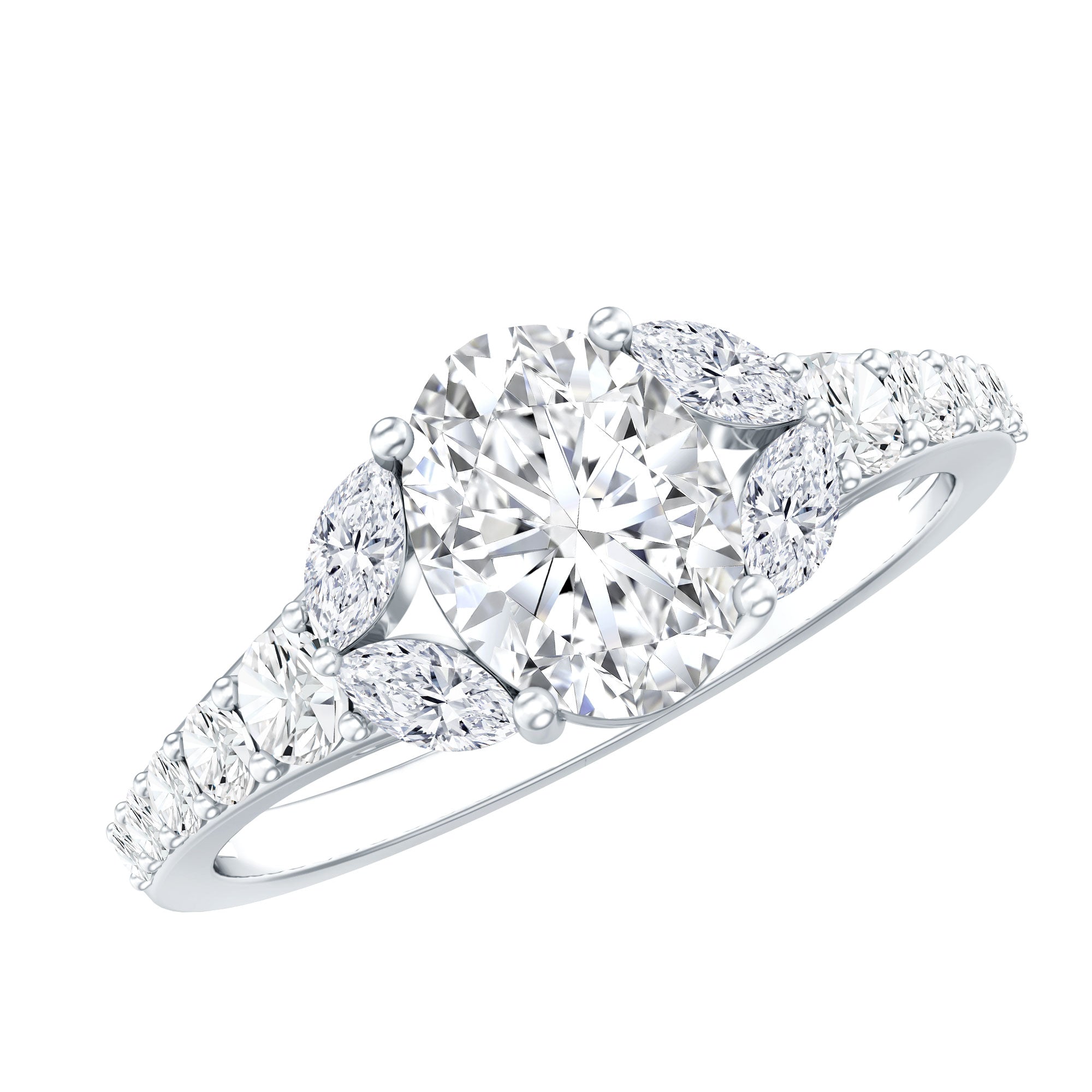 1.2 Carat Oval Moissanite Designer Engagement Ring in 14k Gold Plated Silver D-VS1 92.5 Sterling Silver - Rosec Jewels