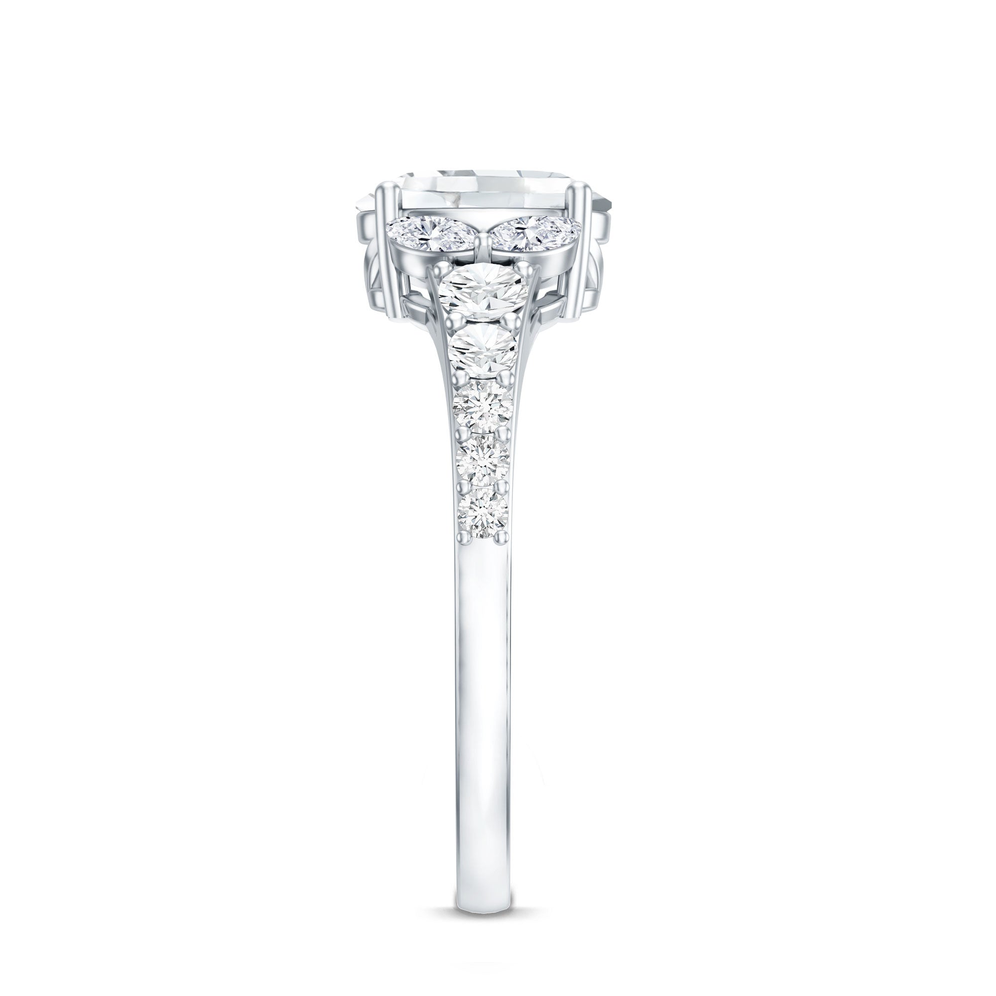 1.2 Carat Oval Moissanite Designer Engagement Ring in 14k Gold Plated Silver D-VS1 92.5 Sterling Silver - Rosec Jewels