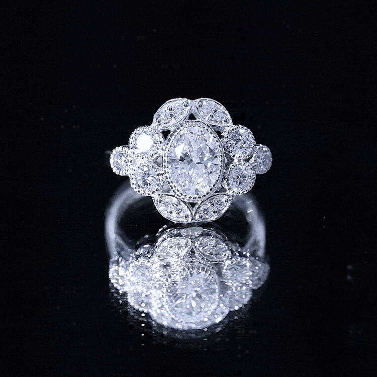 Certified 1.2 Carat Oval Moissanite Statement Engagement Ring D-VS1 92.5 Sterling Silver - Rosec Jewels
