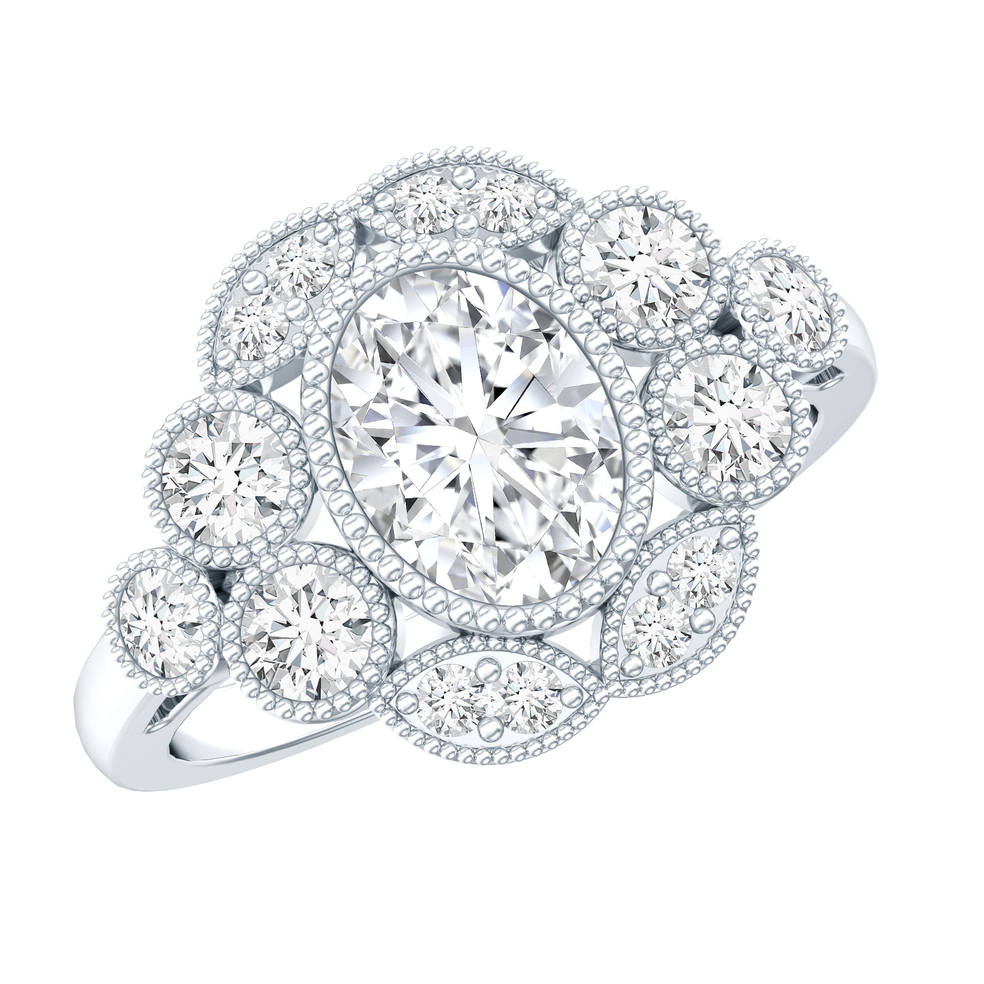 Certified 1.2 Carat Oval Moissanite Statement Engagement Ring D-VS1 92.5 Sterling Silver - Rosec Jewels