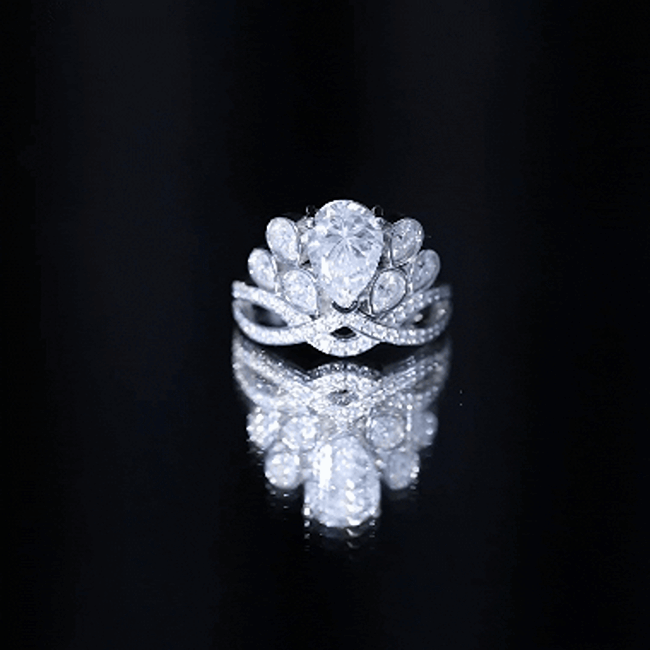 Vintage Inspired Moissanite Huge Engagement Ring D-VS1 92.5 Sterling Silver - Rosec Jewels