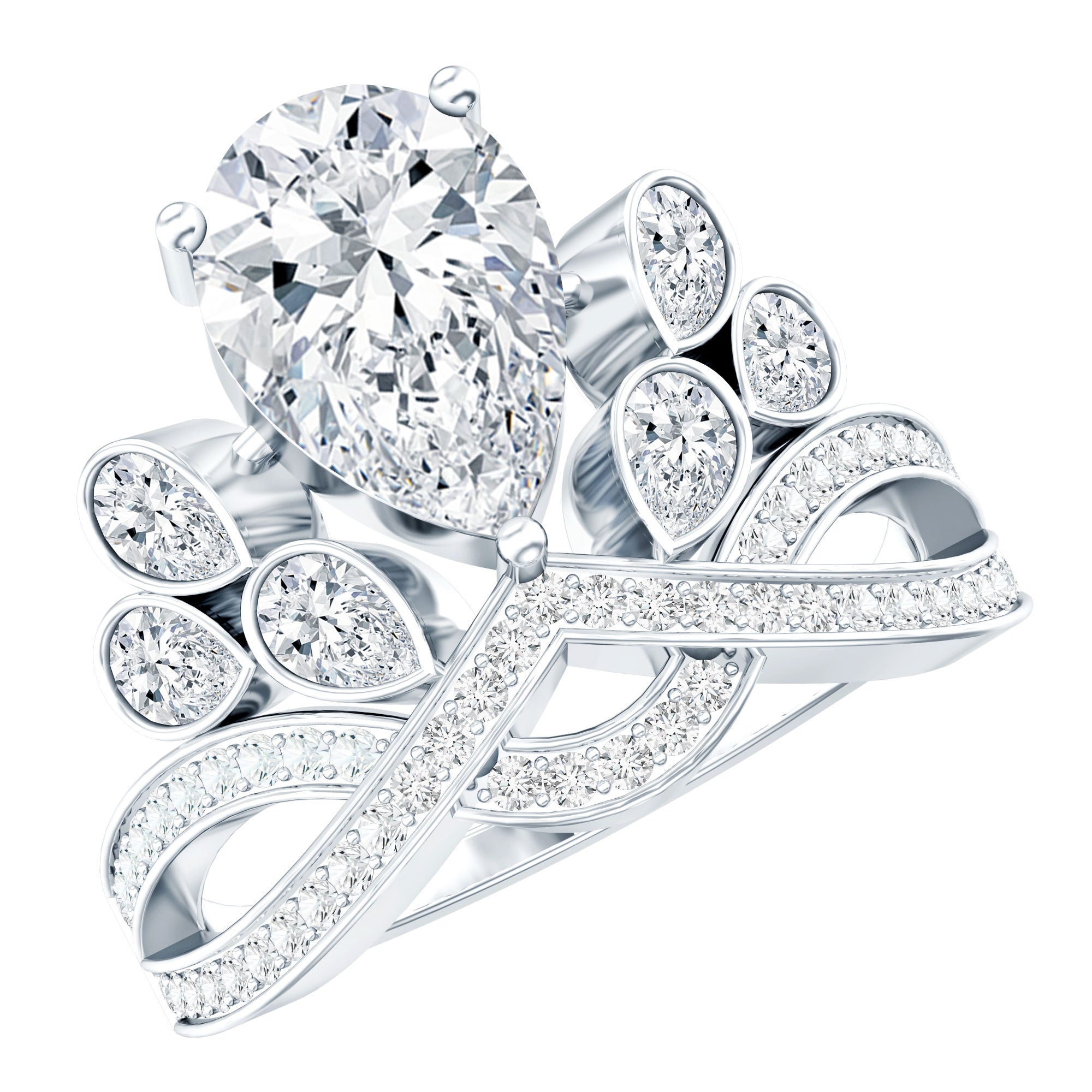 Vintage Inspired Moissanite Huge Engagement Ring D-VS1 92.5 Sterling Silver - Rosec Jewels