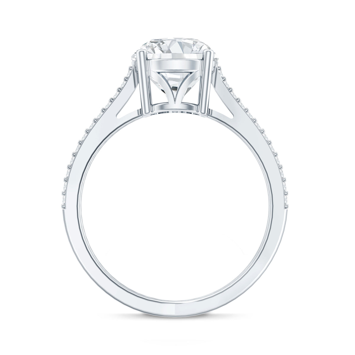 Solitaire Moissanite 2 Carat Engagement Ring with Split Shank D-VS1 92.5 Sterling Silver - Rosec Jewels