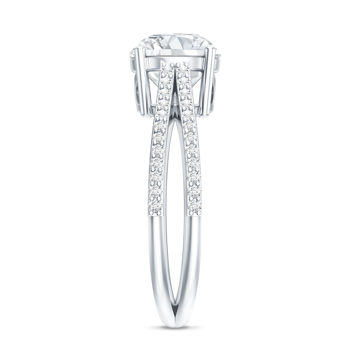 Solitaire Moissanite 2 Carat Engagement Ring with Split Shank D-VS1 92.5 Sterling Silver - Rosec Jewels