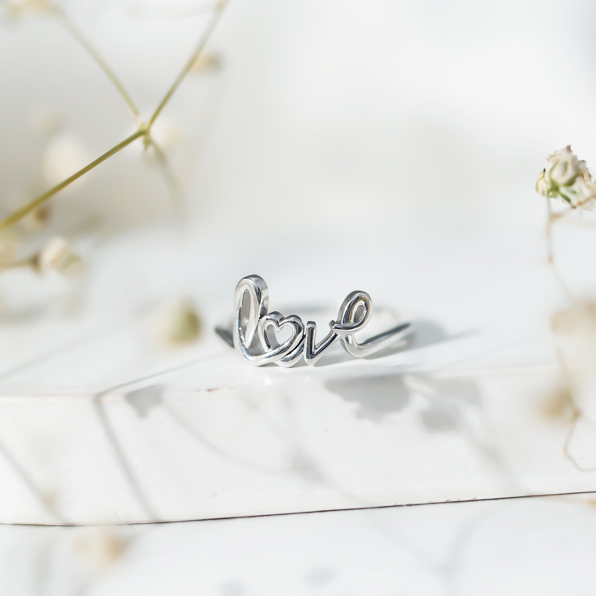 Love Ring in 14k Gold Plated Sterling Silver 92.5 Sterling Silver - Rosec Jewels