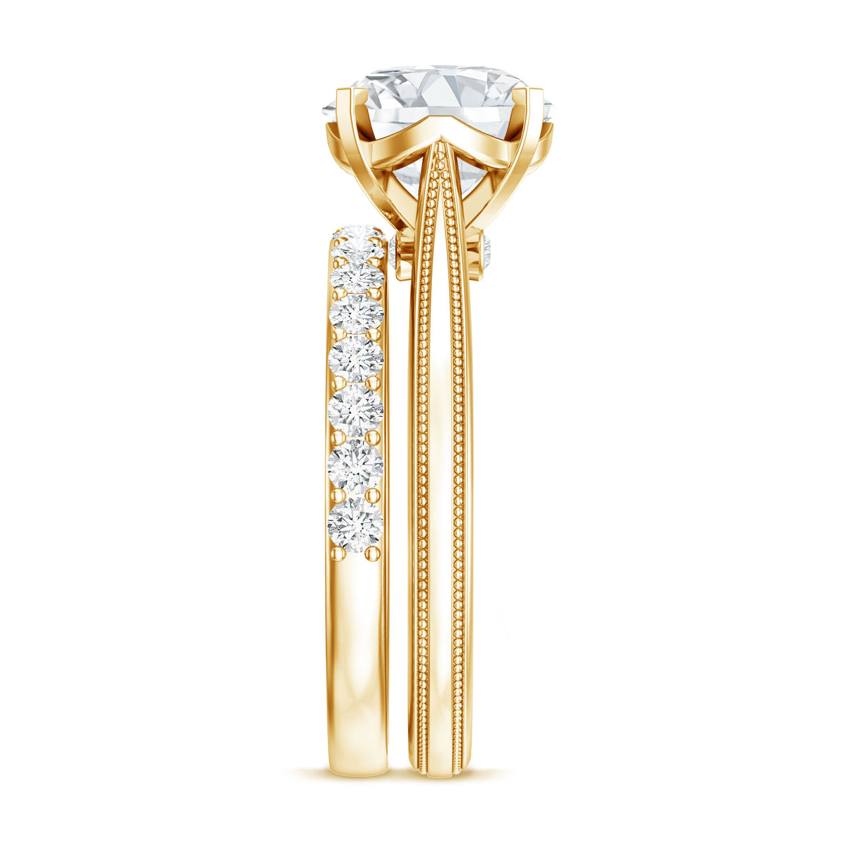 Rosec Jewels-IGI Documented 3 Carat Lab Grown Diamond Solitaire Bridal Ring Set