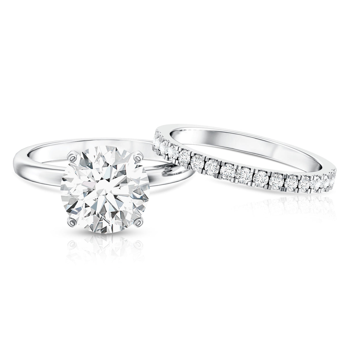 IGI Graded 4 Carat Lab Diamond Round Engagement Ring with Enhancer Lab - ( E-VS1 ) - Rosec Jewels