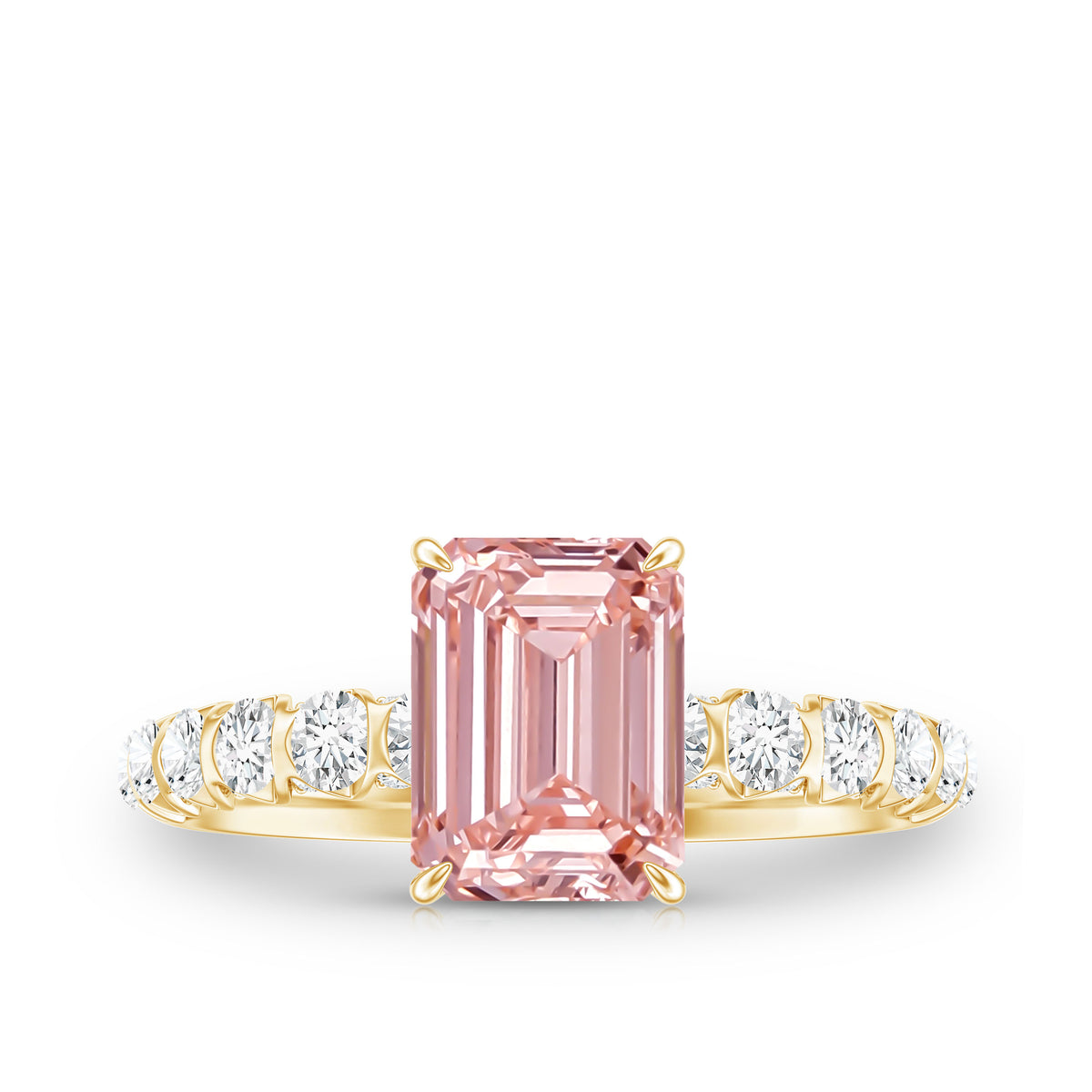 Rosec Jewels-IGI Certified 2 Carat Lab Grown Pink Diamond Emerald Cut Engagement Ring