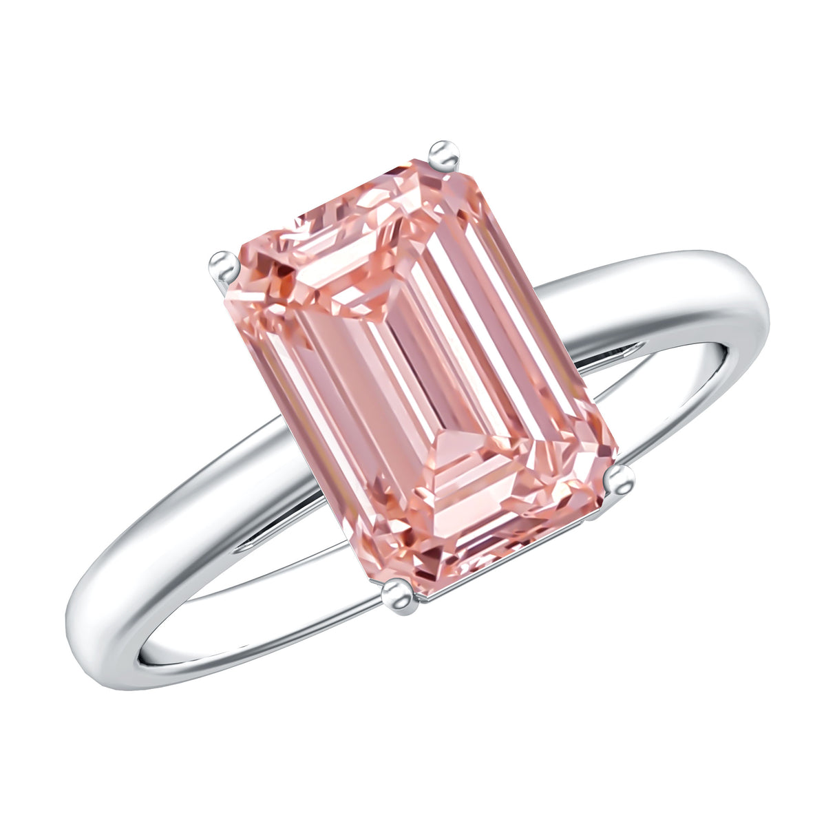 Rosec Jewels-3 Carat Lab Pink Diamond Emerald Cut Solitaire Engagement Ring with IGI Certificate