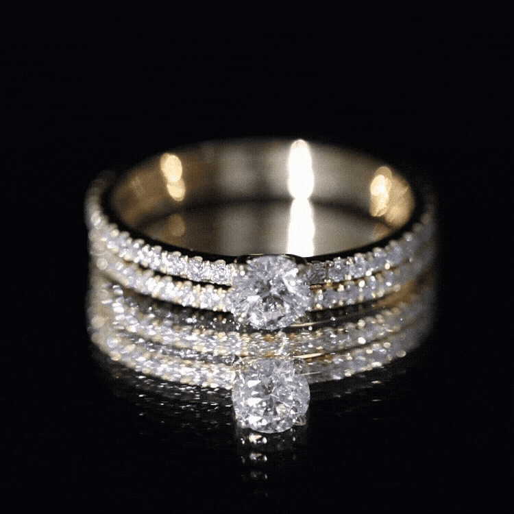 Rosec Jewels-Round Cut Moissanite Engagement Ring with Eternity Band