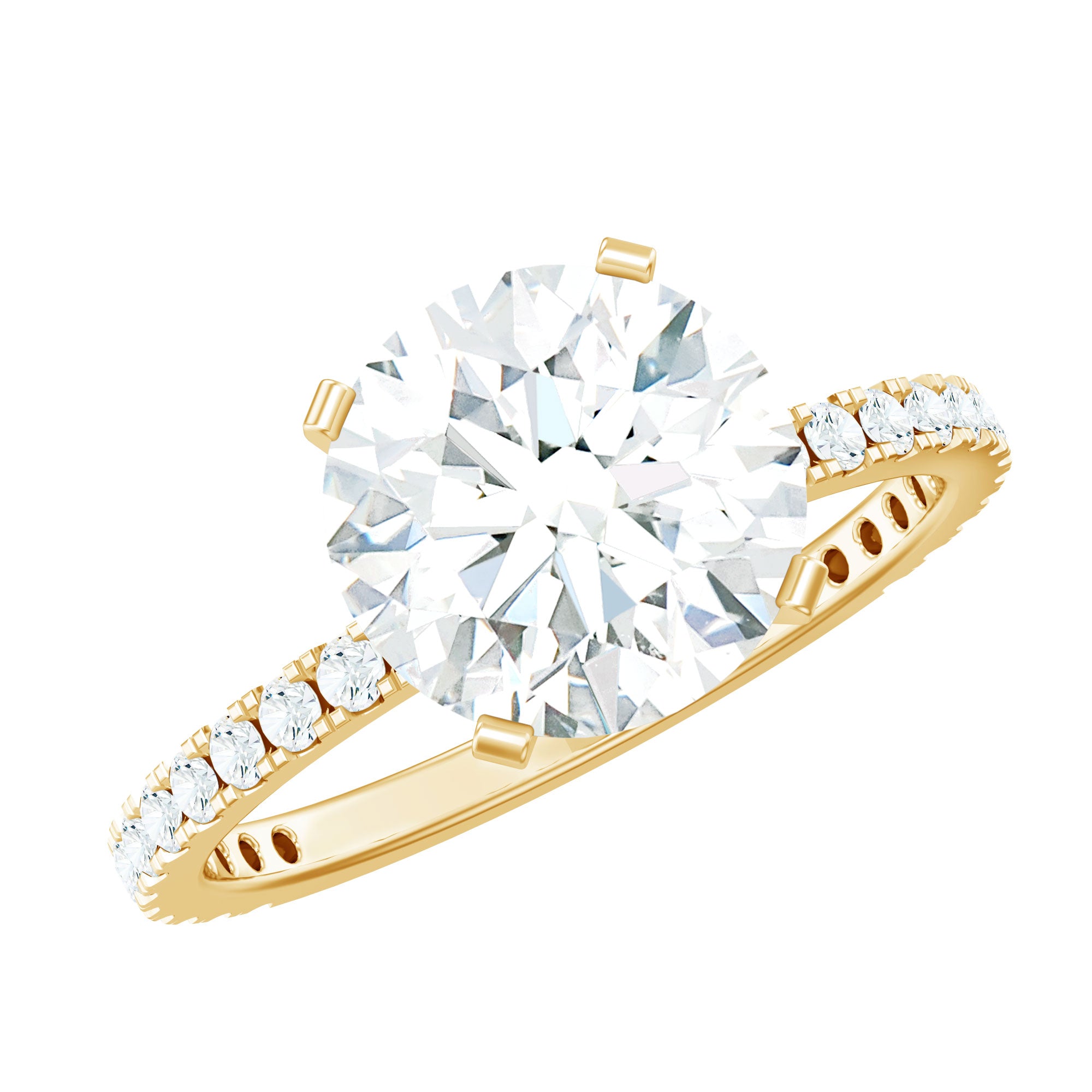 Brilliant Cut Moissanite Classic Engagement Ring In Gold Plated Silver