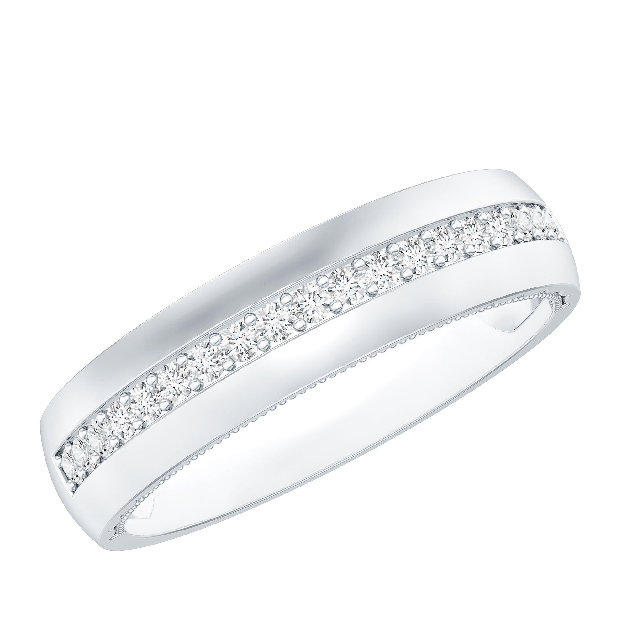 Certified Moissanite Classic Wedding Band Ring
