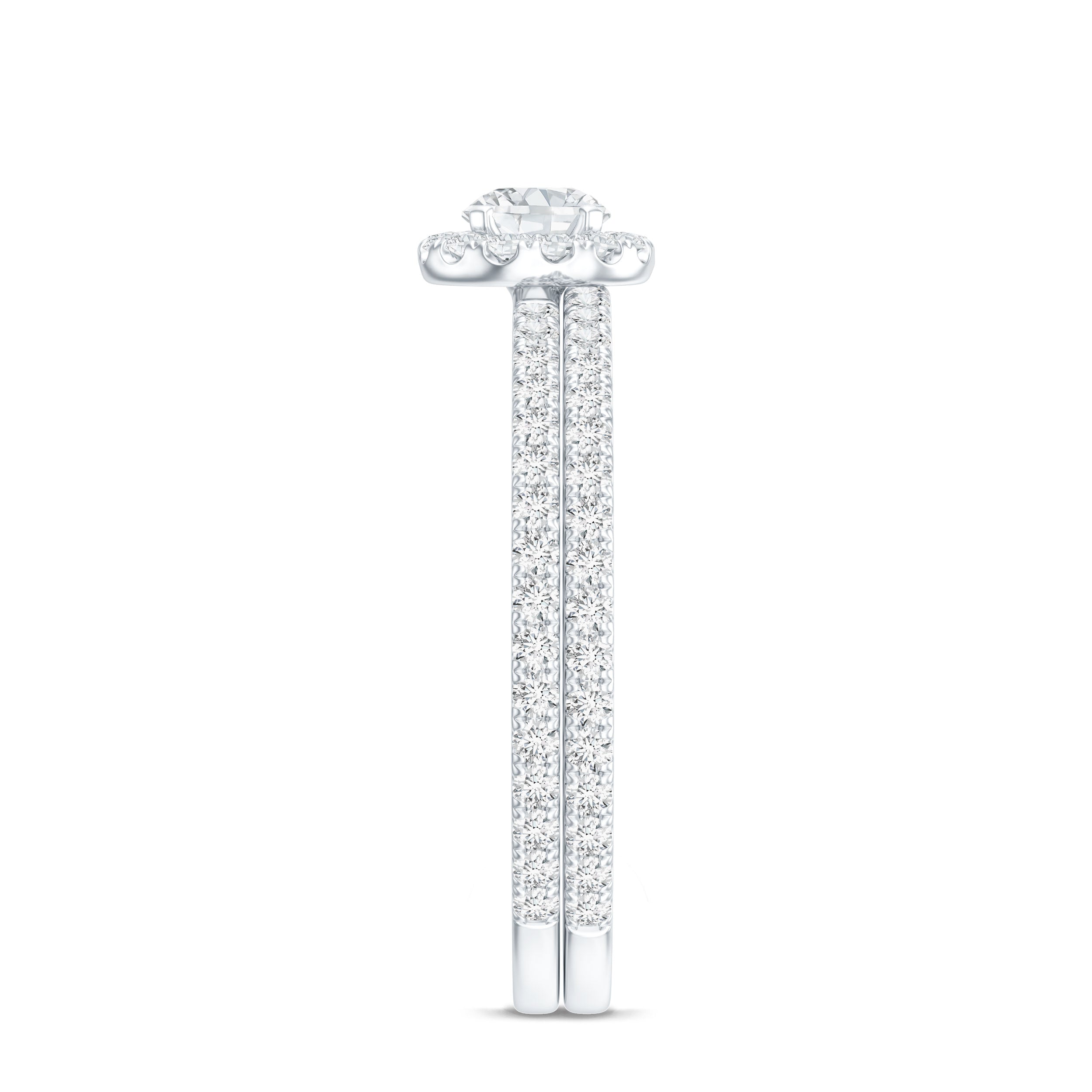 Certified Moissanite Halo Bridal Ring Set D-VS1 - Rosec Jewels