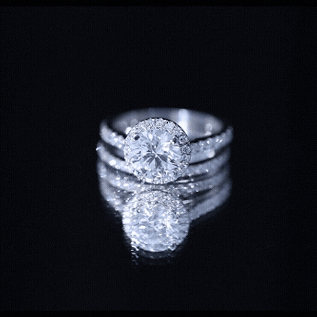 2 Carat Moissanite Classic Halo Wedding Ring Set D-VS1 - Rosec Jewels
