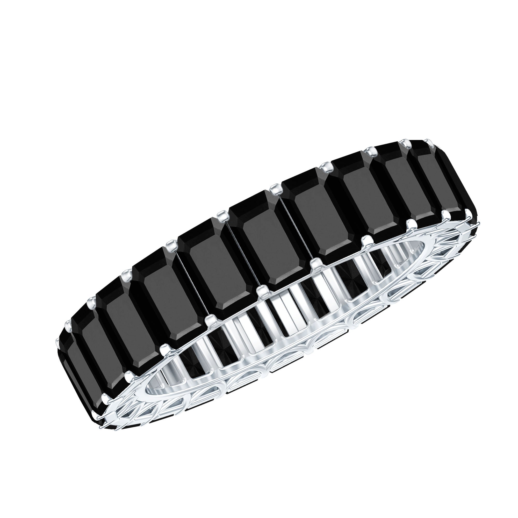 Emerald Cut Black Spinel Eternity Band AAA - Rosec Jewels