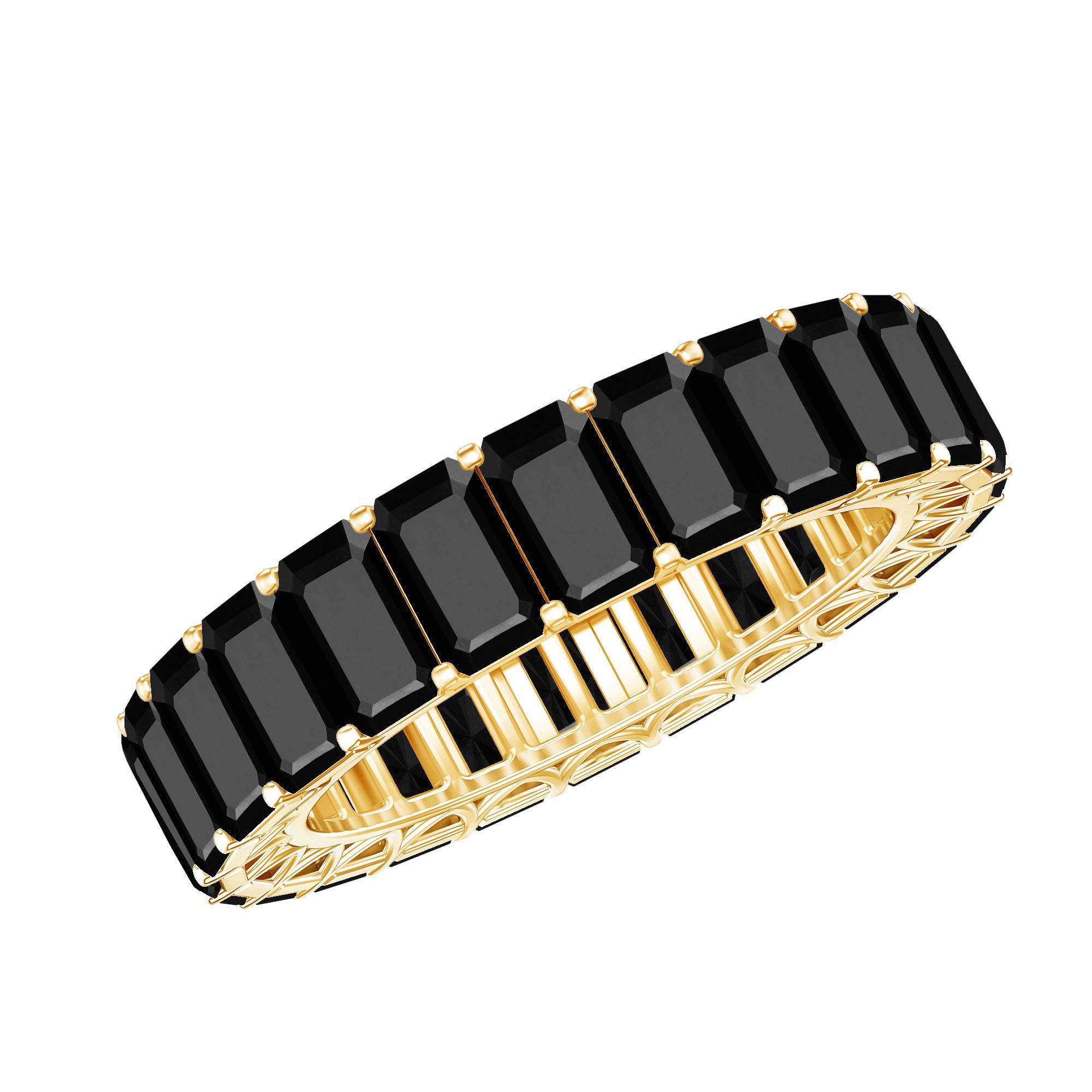 Emerald Cut Black Spinel Eternity Band AAA - Rosec Jewels