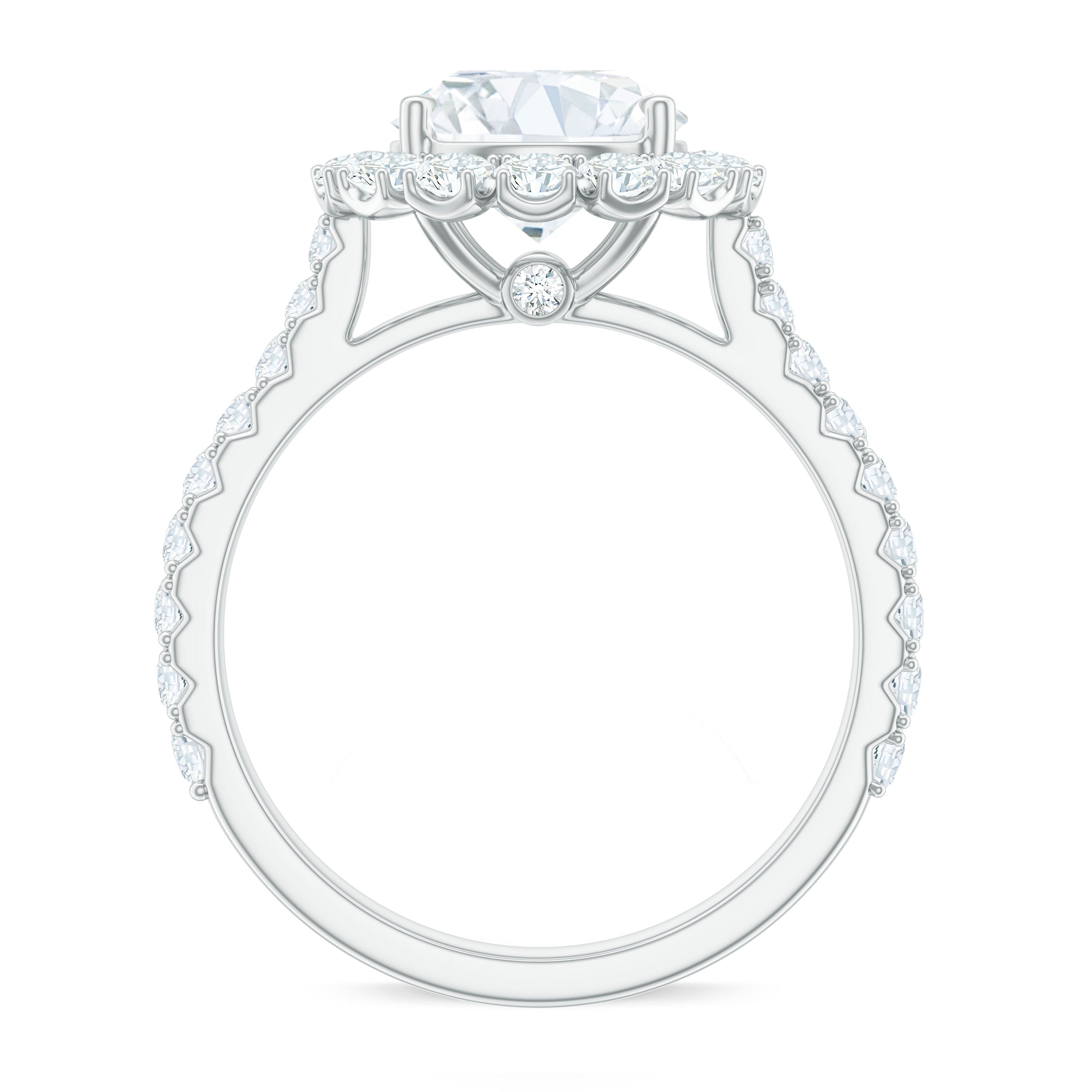 Certified Brilliant Cut Moissanite Halo Engagement Ring D-VS1 - Rosec Jewels