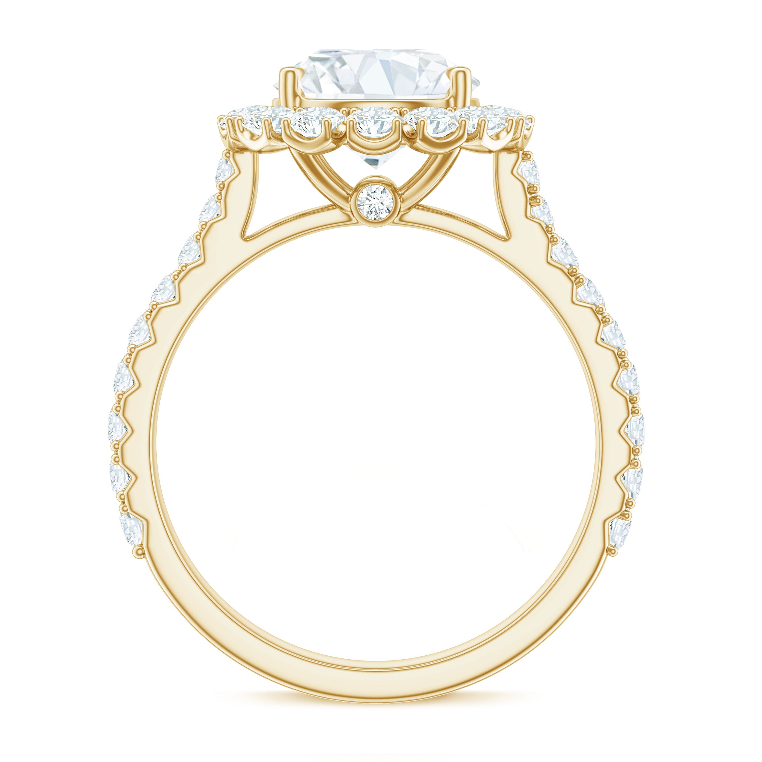 Certified Brilliant Cut Moissanite Halo Engagement Ring D-VS1 - Rosec Jewels