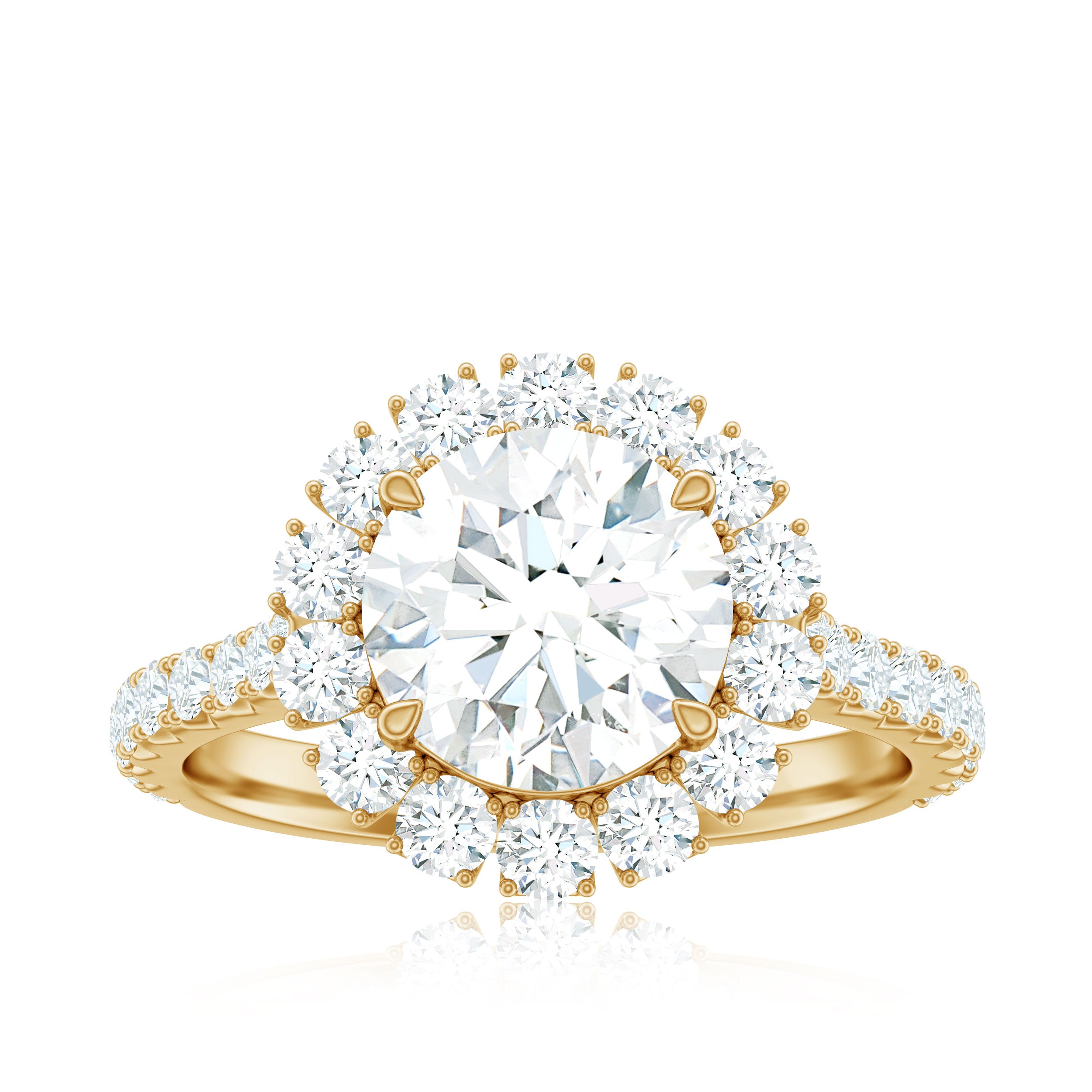 Certified Brilliant Cut Moissanite Halo Engagement Ring D-VS1 - Rosec Jewels