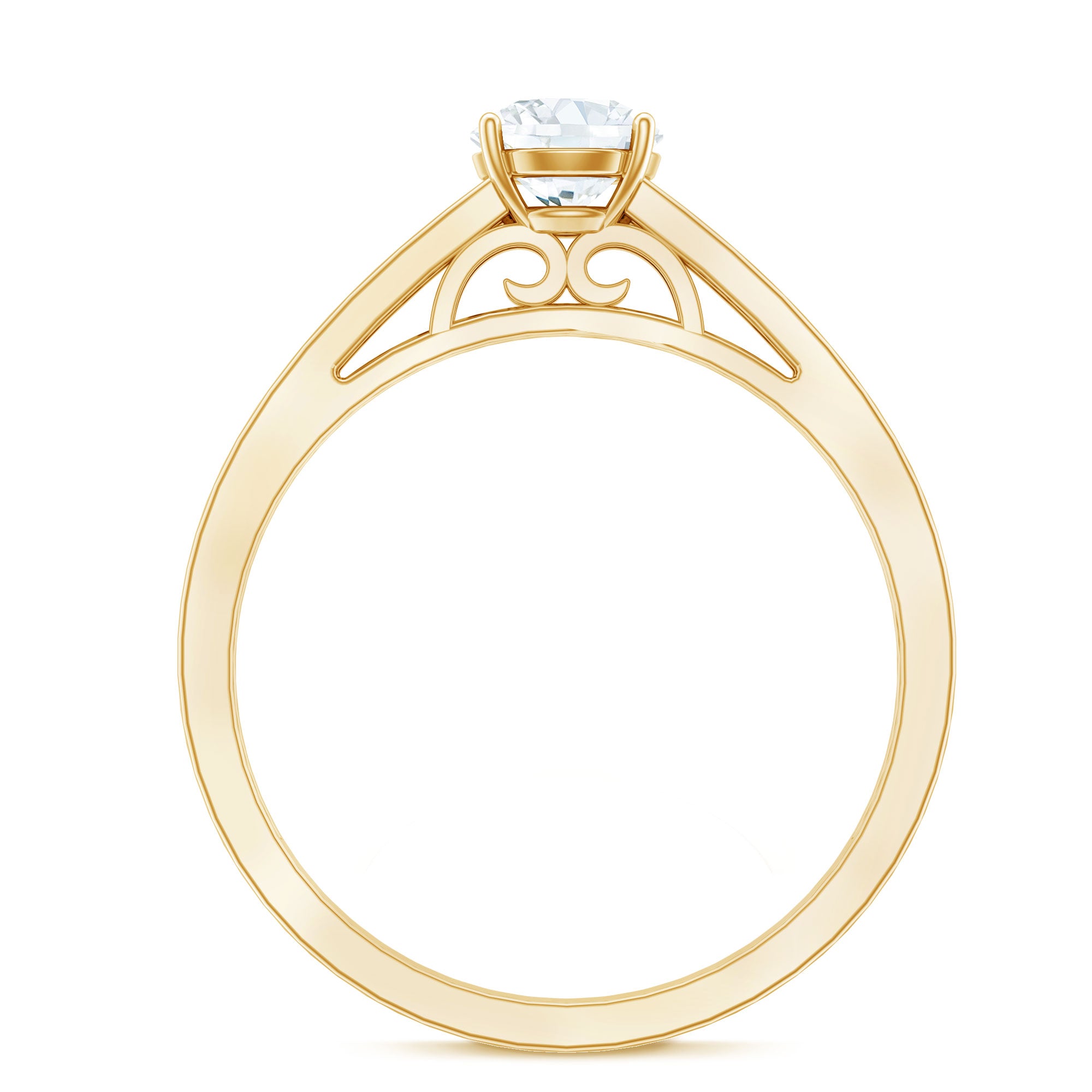 Cubic Zirconia Engagement Ring with Side Stones AAAA - Rosec Jewels