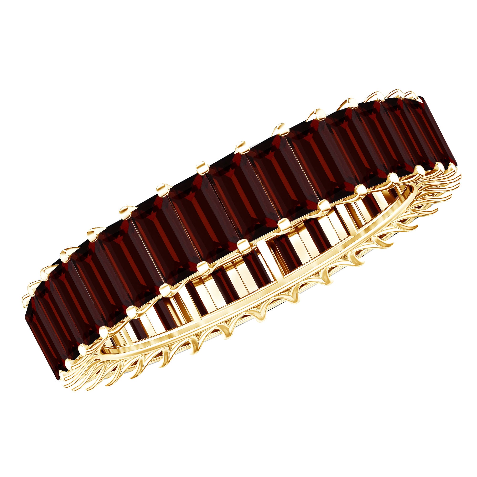 Certified Natural Baguette Garnet Eternity Band Ring AAA - Rosec Jewels