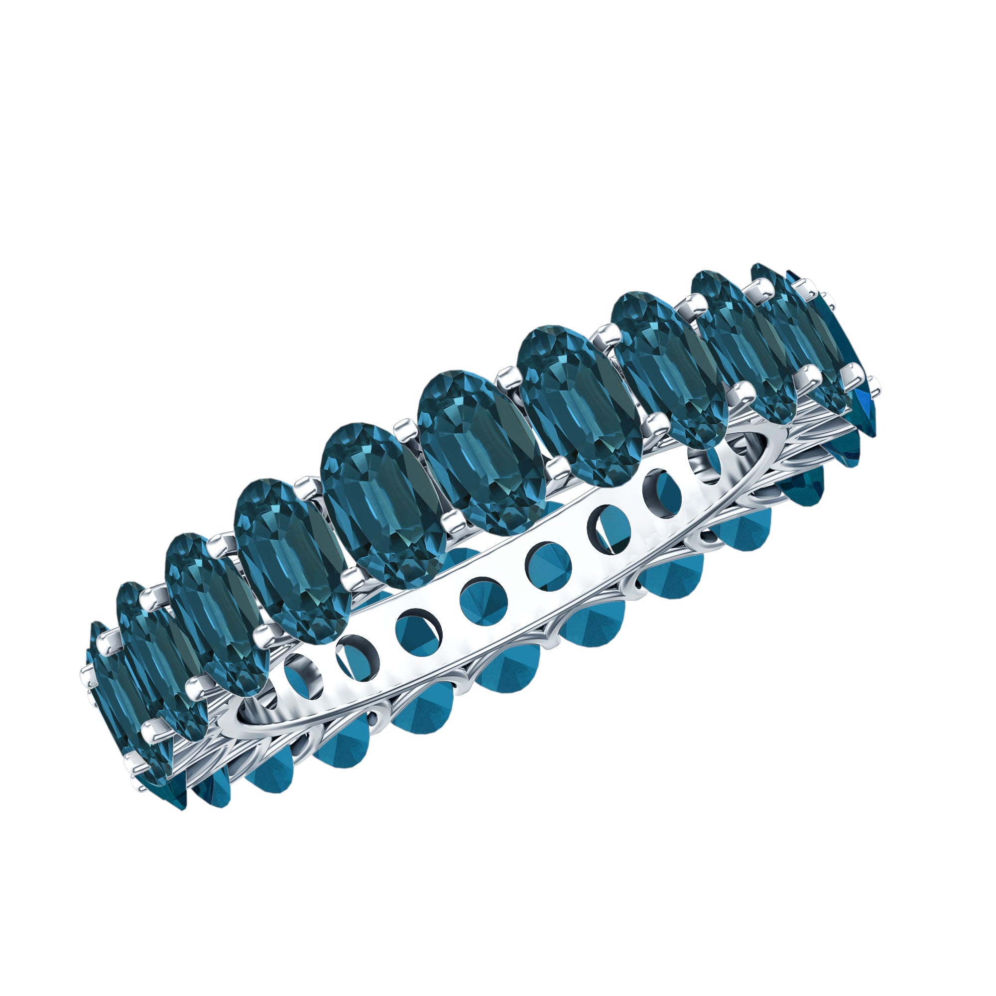 Oval Cut London Blue Topaz Full Eternity Band AAA - Rosec Jewels