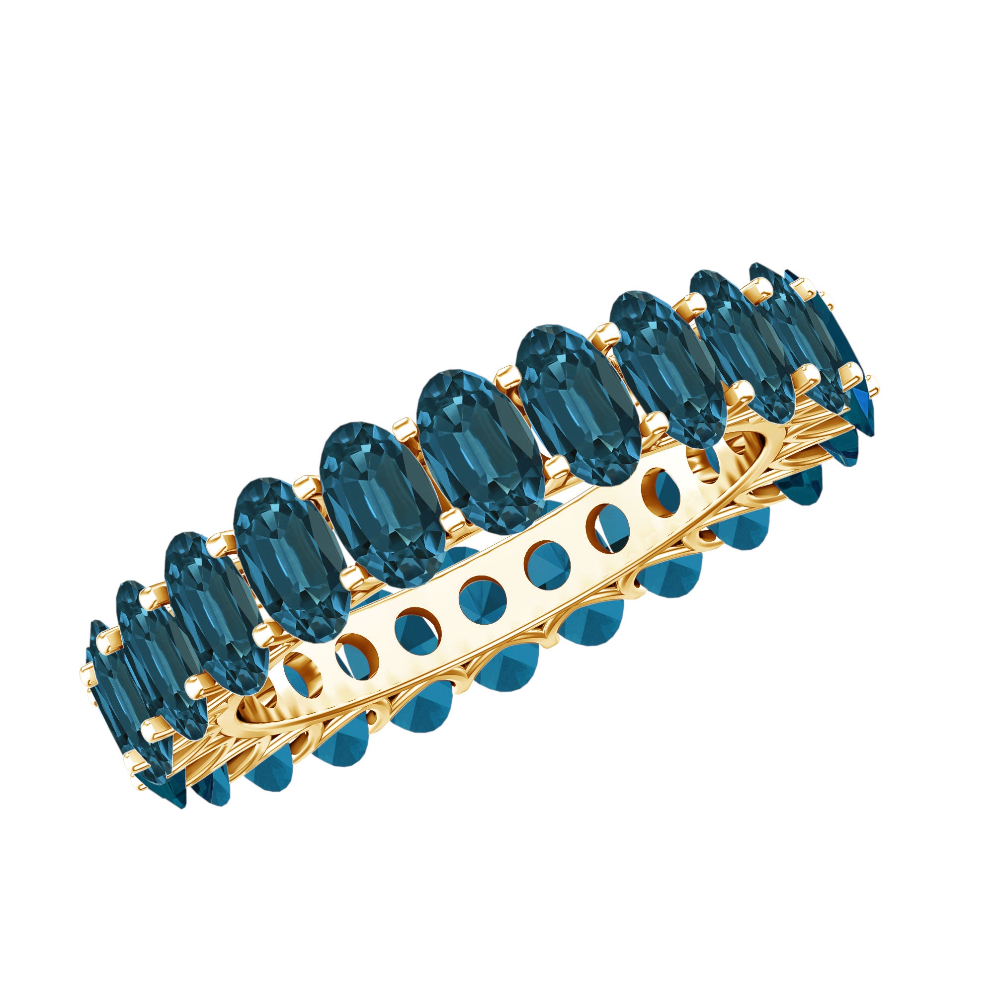 Oval Cut London Blue Topaz Full Eternity Band AAA - Rosec Jewels