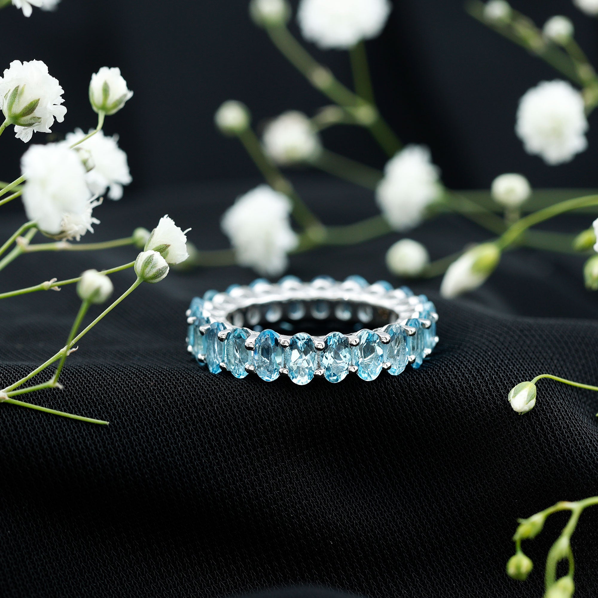 Rosec Jewels-Oval Cut Aquamarine Eternity Wedding Band