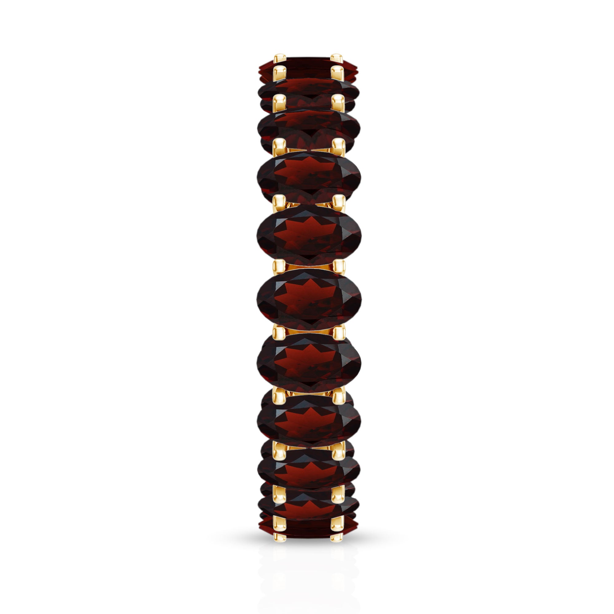 Certified Real Oval Garnet Eternity Ring for Anniversary AAA - Rosec Jewels