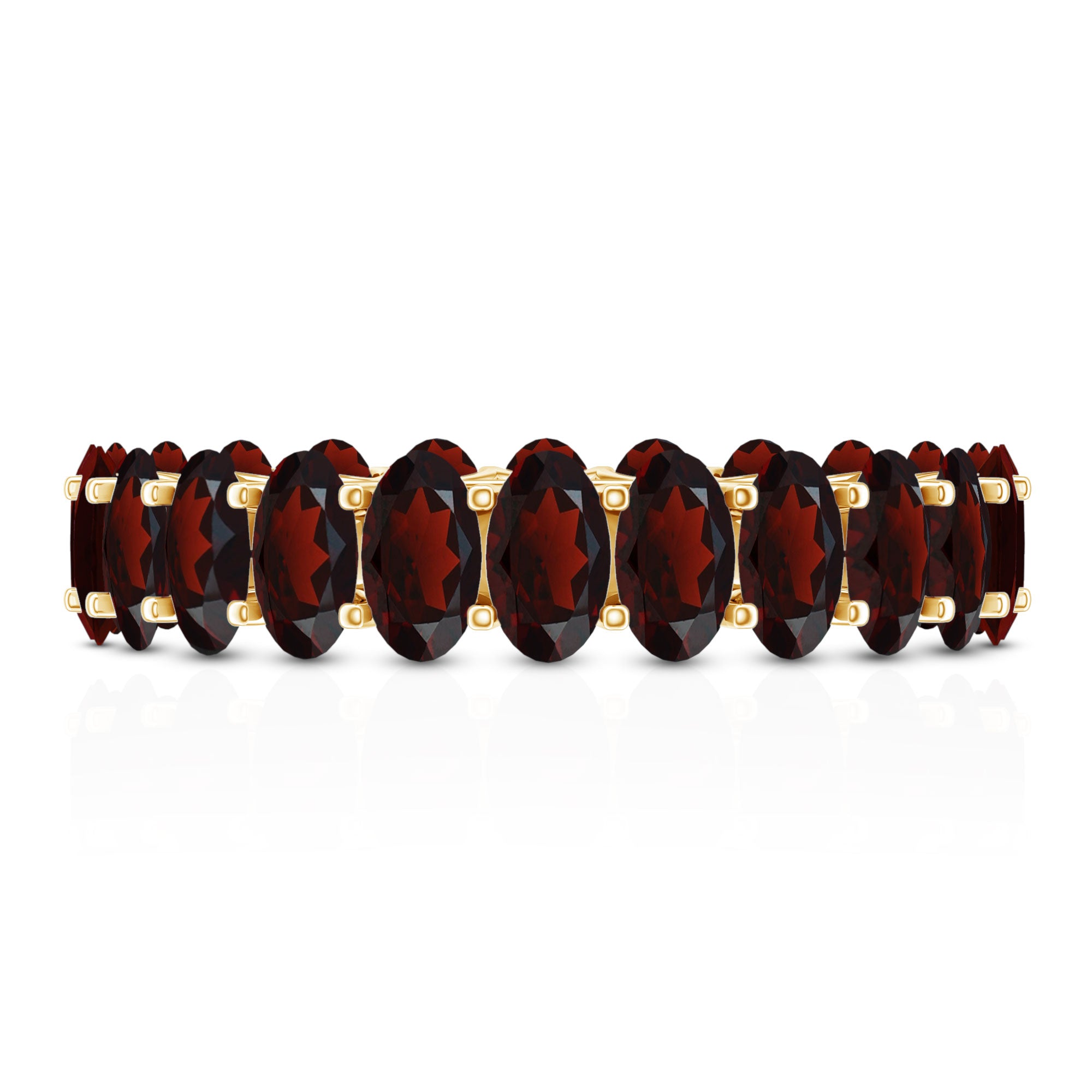 Certified Real Oval Garnet Eternity Ring for Anniversary AAA - Rosec Jewels