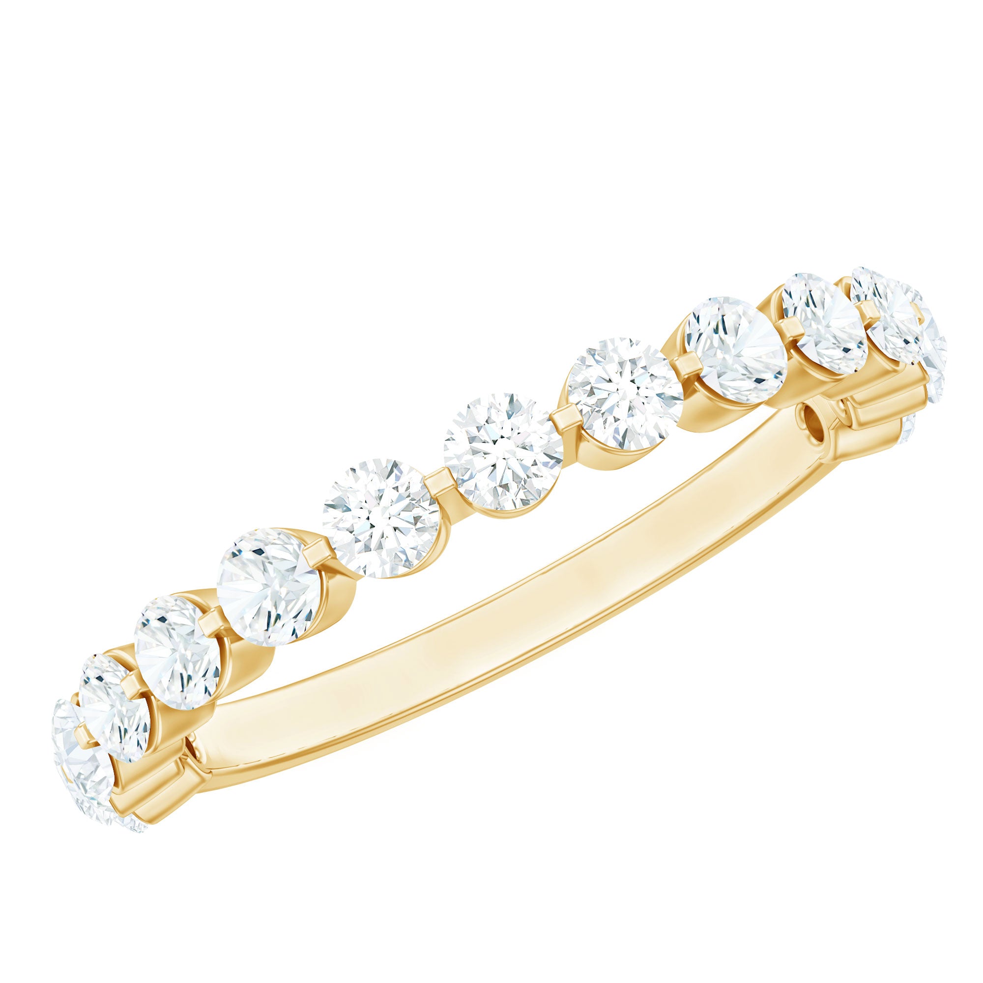 Round Shape Floating Diamond Half Eternity Ring Natural - ( HI-SI ) - Rosec Jewels
