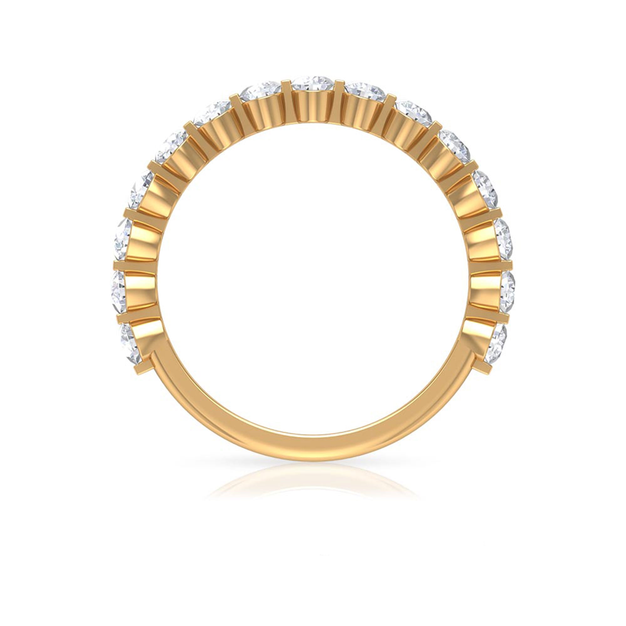 Round Shape Floating Diamond Half Eternity Ring Natural - ( HI-SI ) - Rosec Jewels