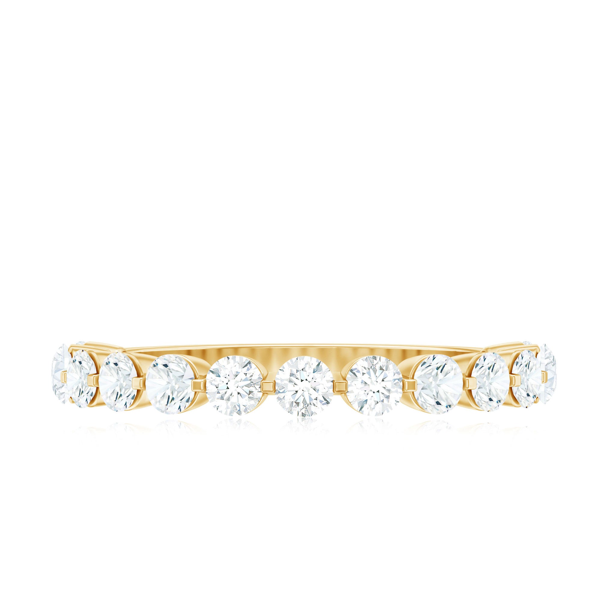 Round Shape Floating Diamond Half Eternity Ring Natural - ( HI-SI ) - Rosec Jewels