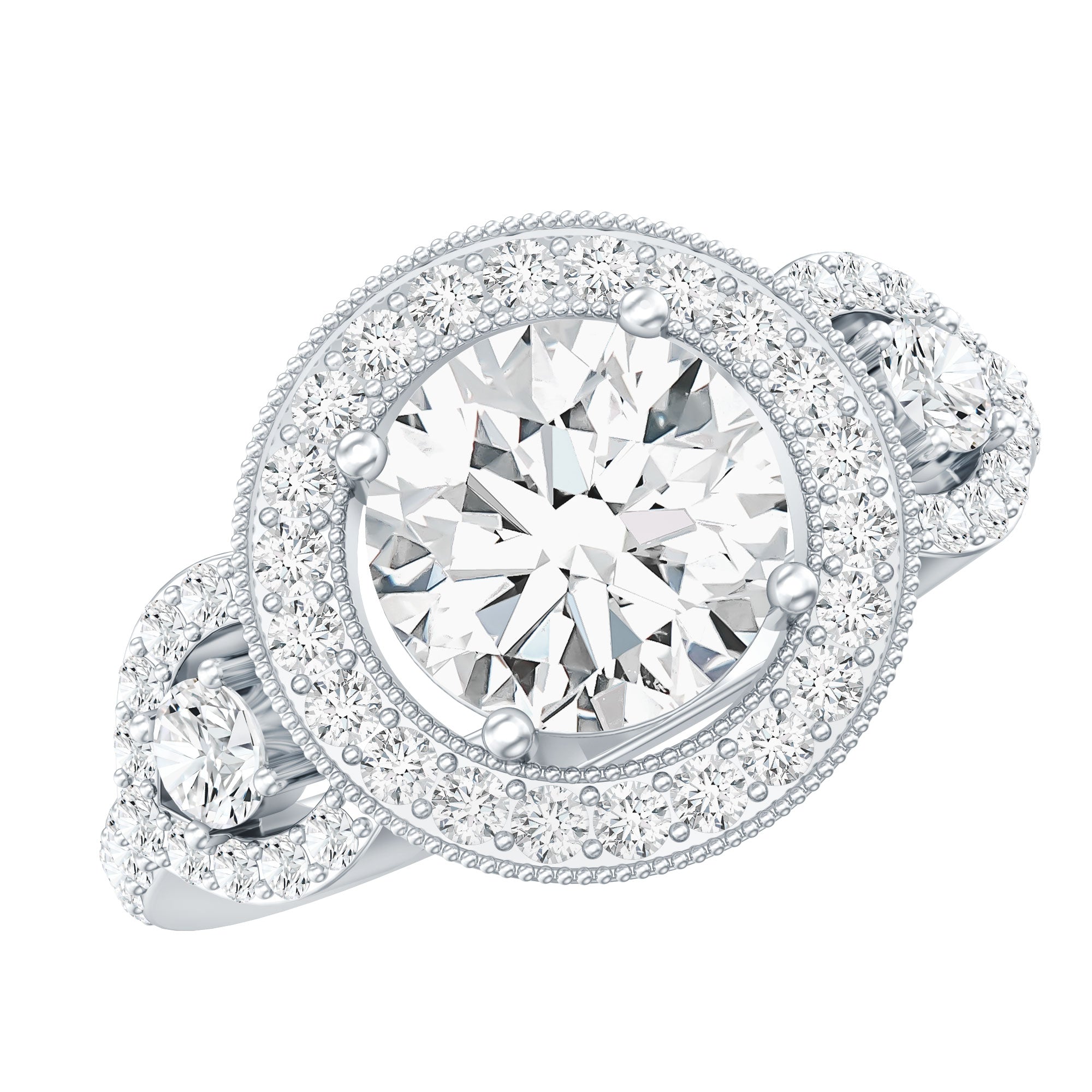 Vintage Style Moissanite Halo Engagement Ring