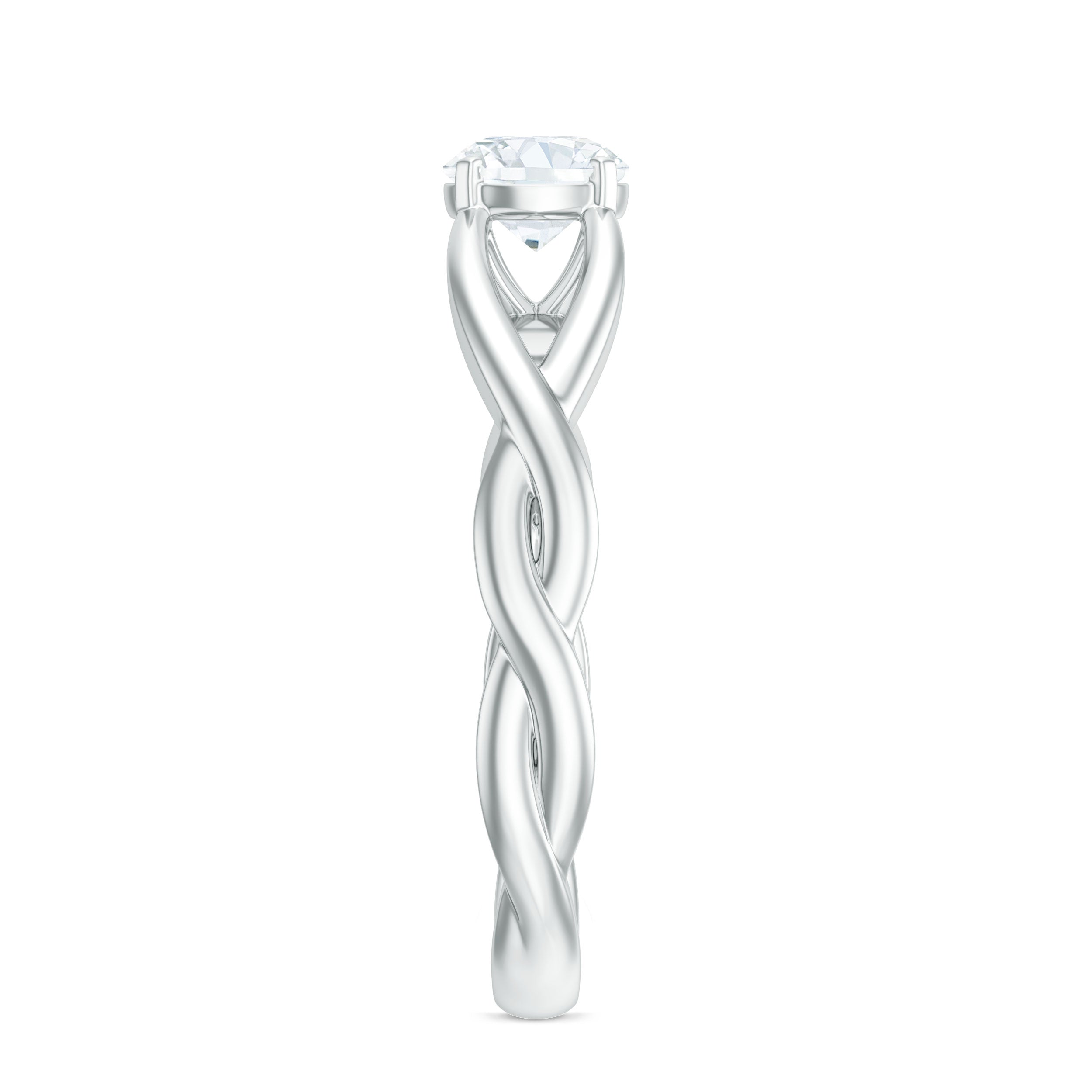Certified Zircon Solitaire Ring with Crossover Shank AAAA - Rosec Jewels