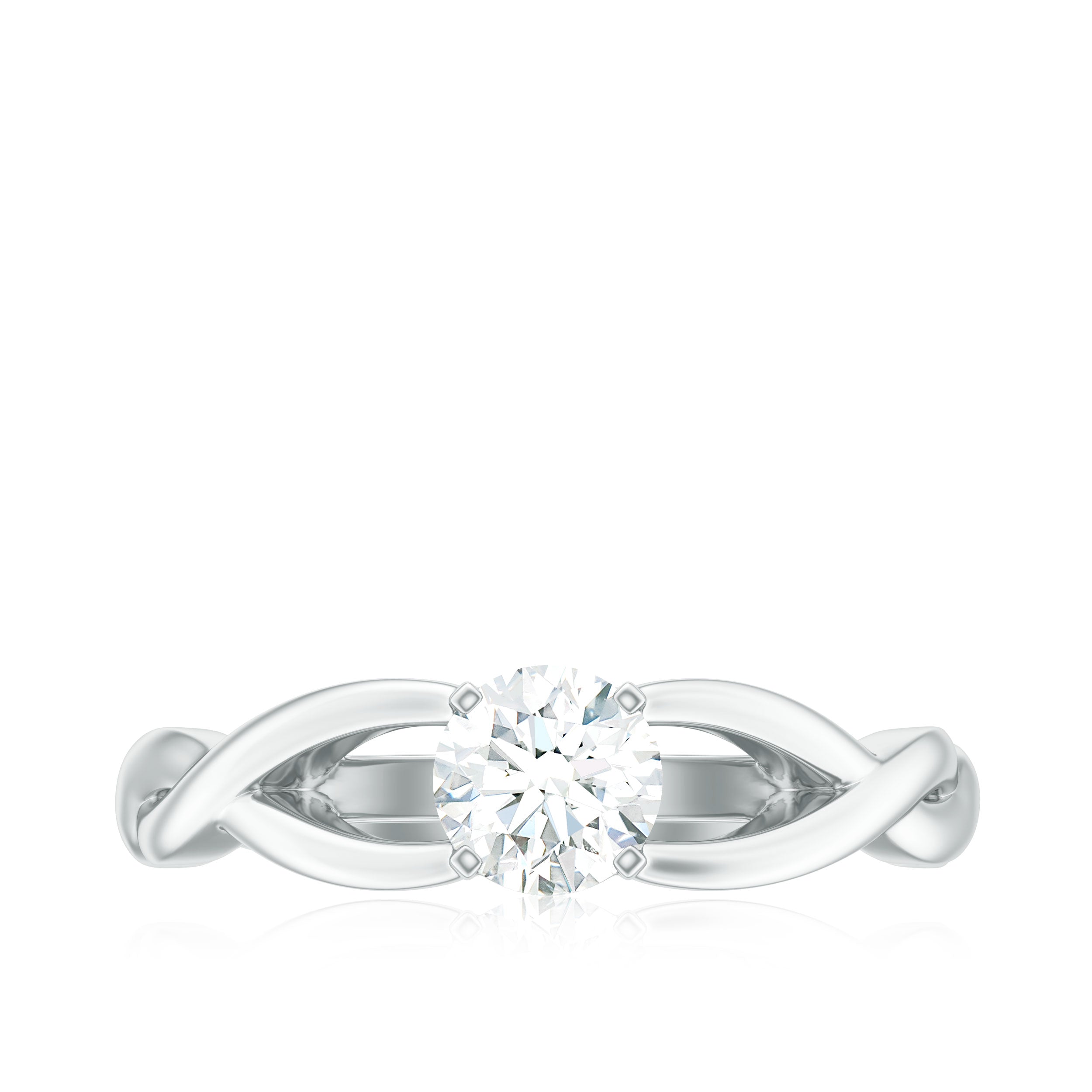 Certified Zircon Solitaire Ring with Crossover Shank AAAA - Rosec Jewels
